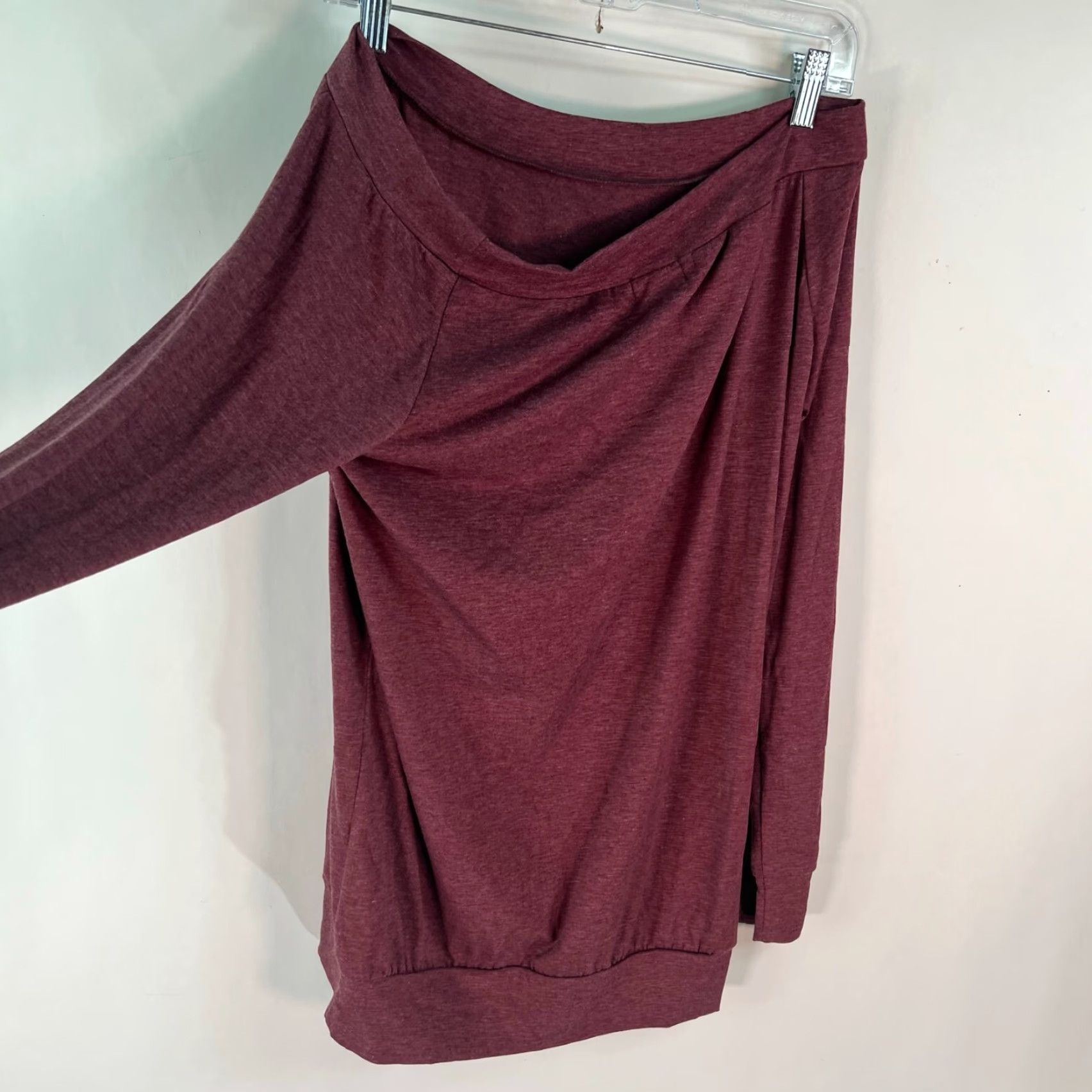 Alife Halife Off Shoulder Blouse Top M Women's Maroon Long Sleeve Asymmetrical Pullover Easy Care Party Jersey Size M / US 6-8 / IT 42-44 - 3 Thumbnail