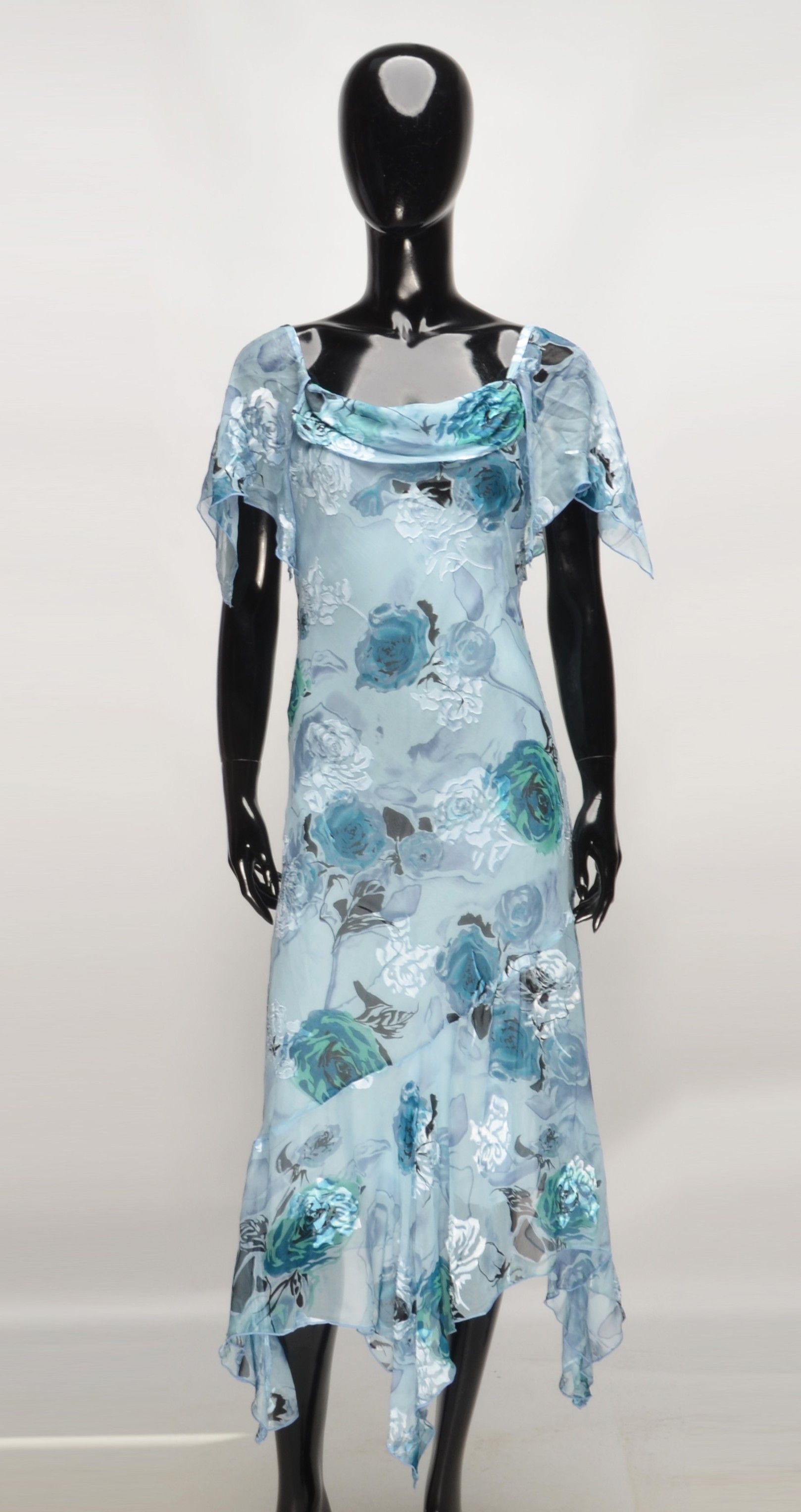 Vintage Vintage Allison Y2K Fairy Mesh Blue Floral Asymmetric Dress Size M / US 6-8 / IT 42-44 - 1 Thumbnail