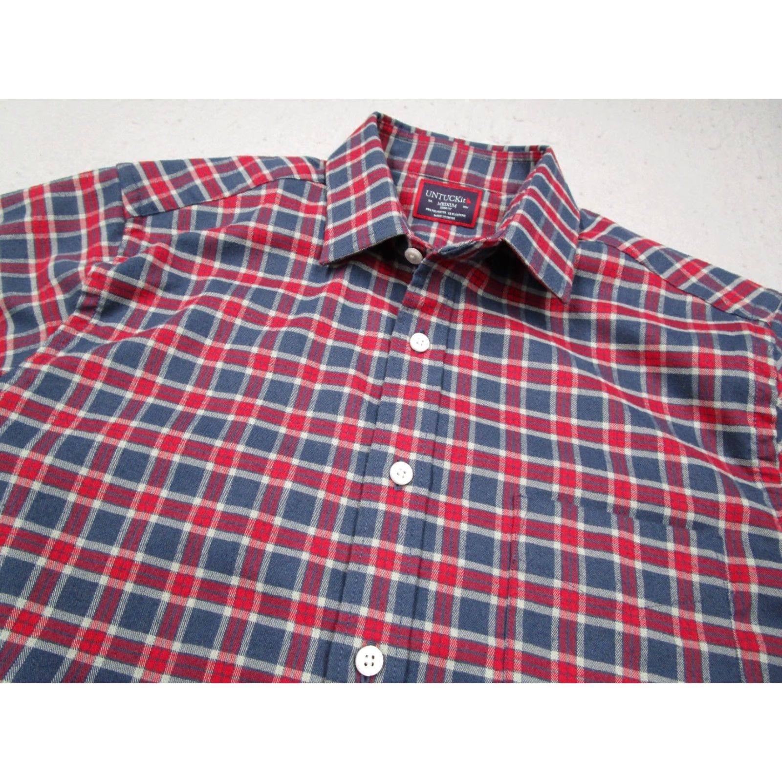 UNTUCKit UNTUCKIT Button-Up Shirt Mens Medium Slim Fit Red Check Long Sleeve Passaros Flannel Outdoor Workwear Size US M / EU 48-50 / 2 - 2 Thumbnail