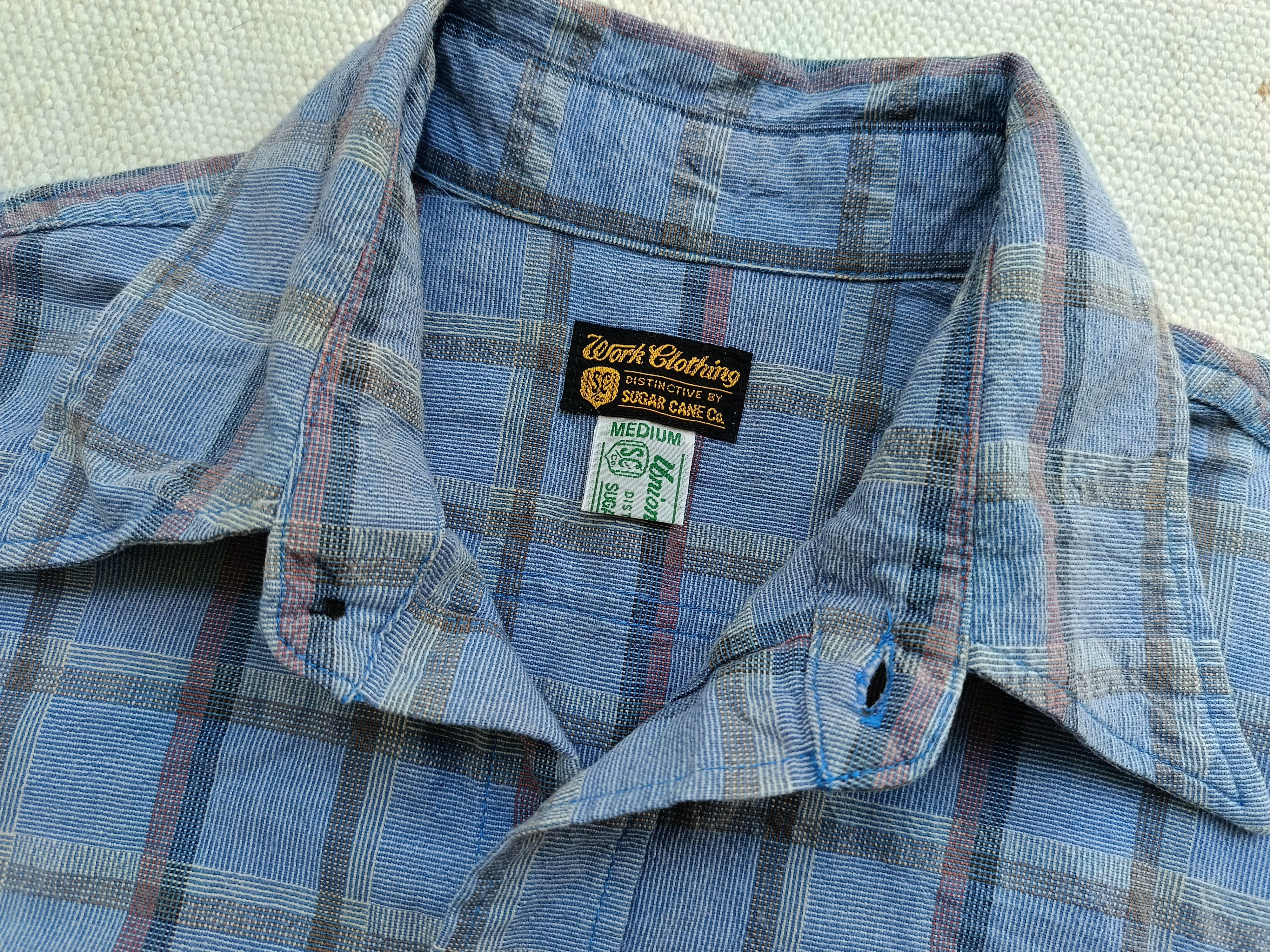 Sugar Cane SUGAR CANE Union Made blue check work clothing shirt medium Size US M / EU 48-50 / 2 - 2 Thumbnail