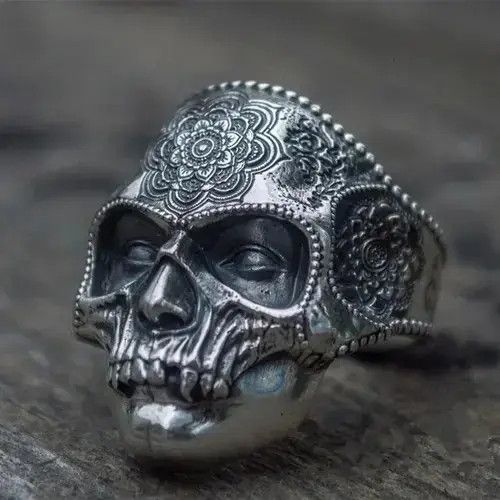 Jewelry Heavy Sugar Skull Ring Size ONE SIZE - 3 Thumbnail