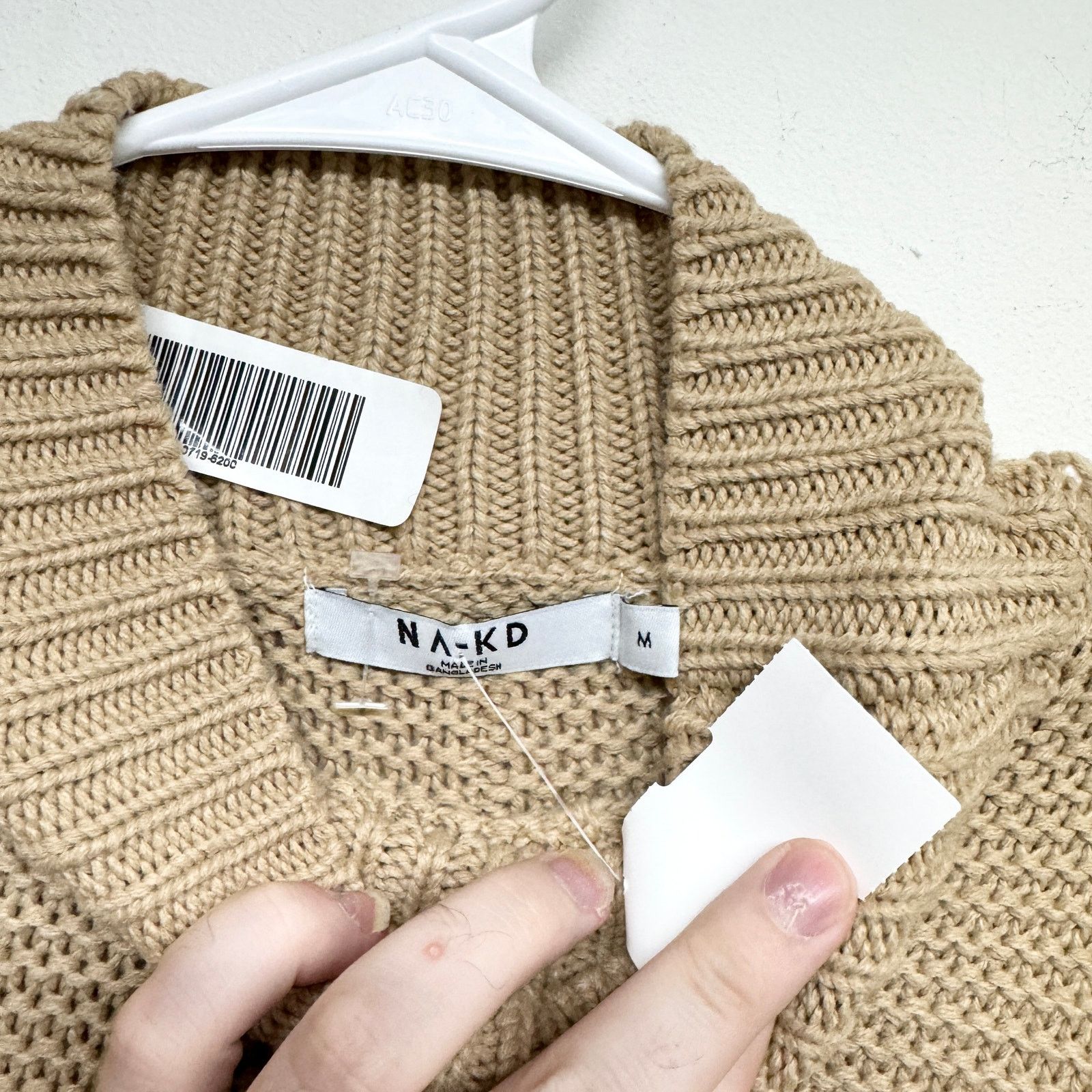 Na-KD Turtleneck Long Sleeve Waffle Knit Sweater Size Medium