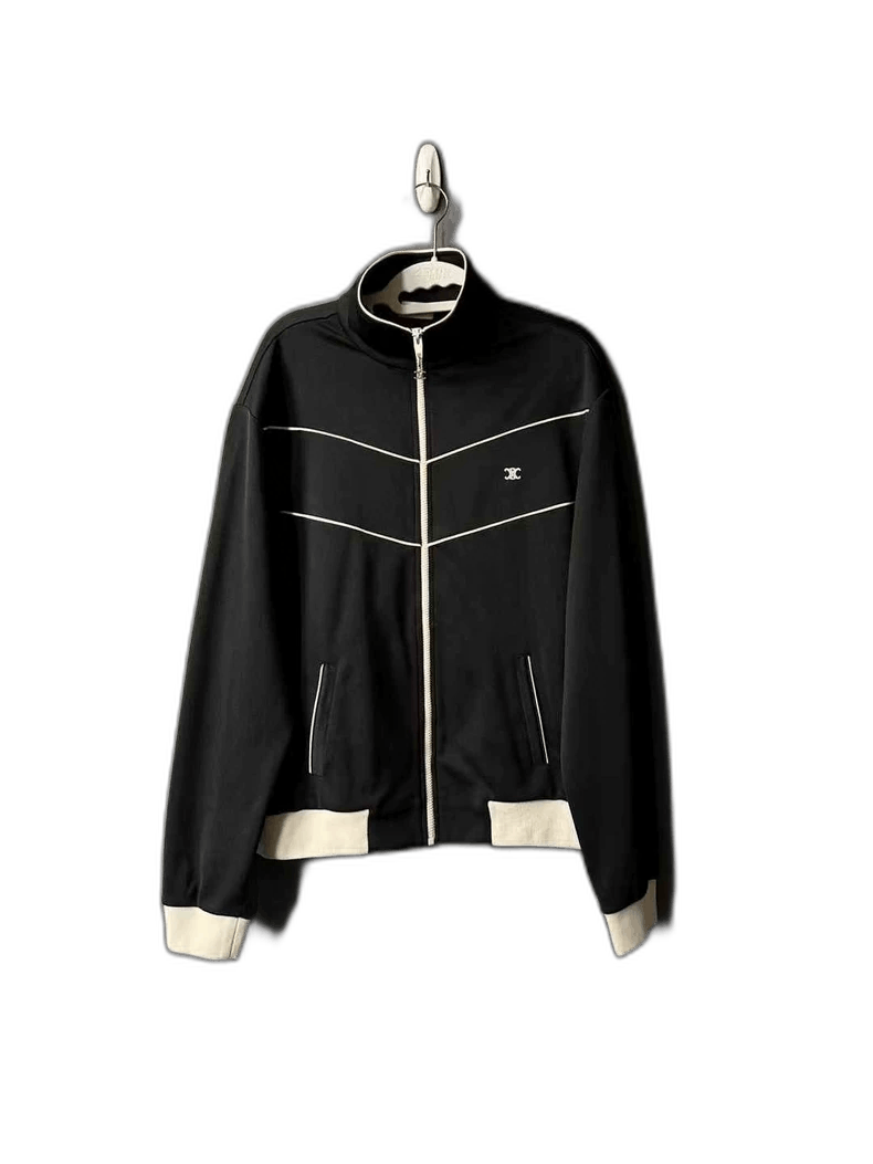 Celine Celine Black Zip Jacket with White Accents Size US L / EU 52-54 / 3 - 1 Thumbnail