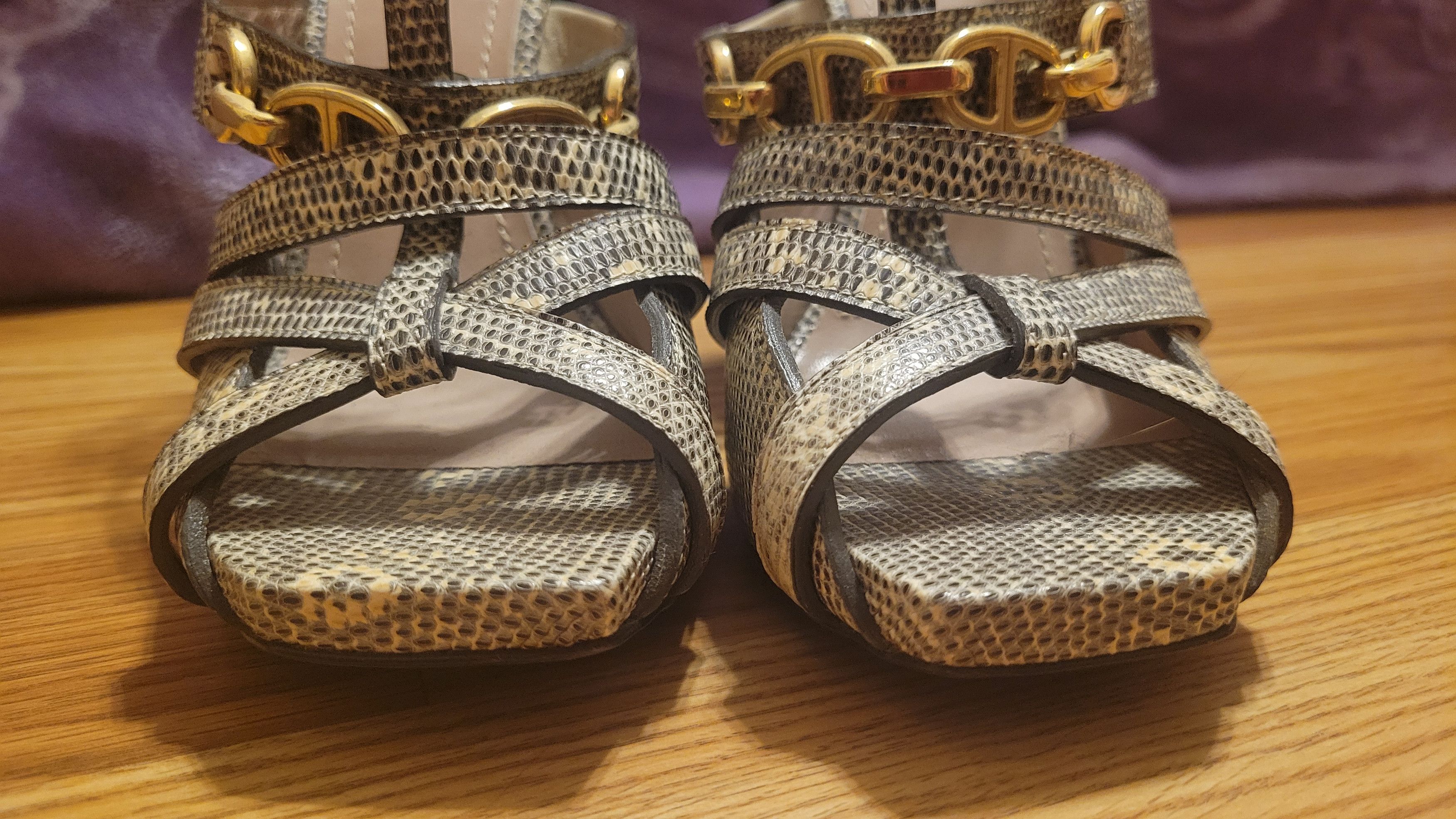Loewe LOEWE Lizard Skin Heels with Brass Hardware Size US 9 / IT 39 - 7 Thumbnail