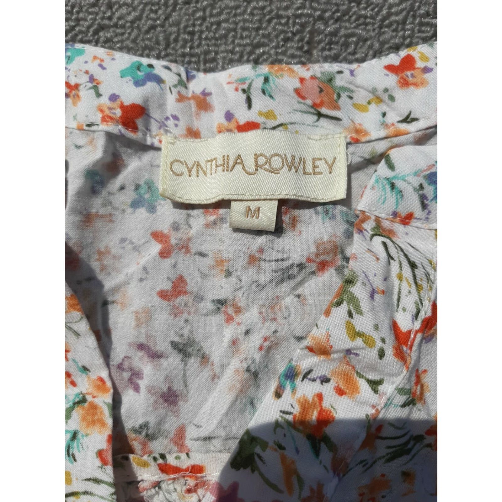 Cynthia Rowley Cynthia Rowley Floral Print Shirt Top M Women's 3/4 Sleeve Multicolor Blouse Size M / US 6-8 / IT 42-44 - 4 Thumbnail