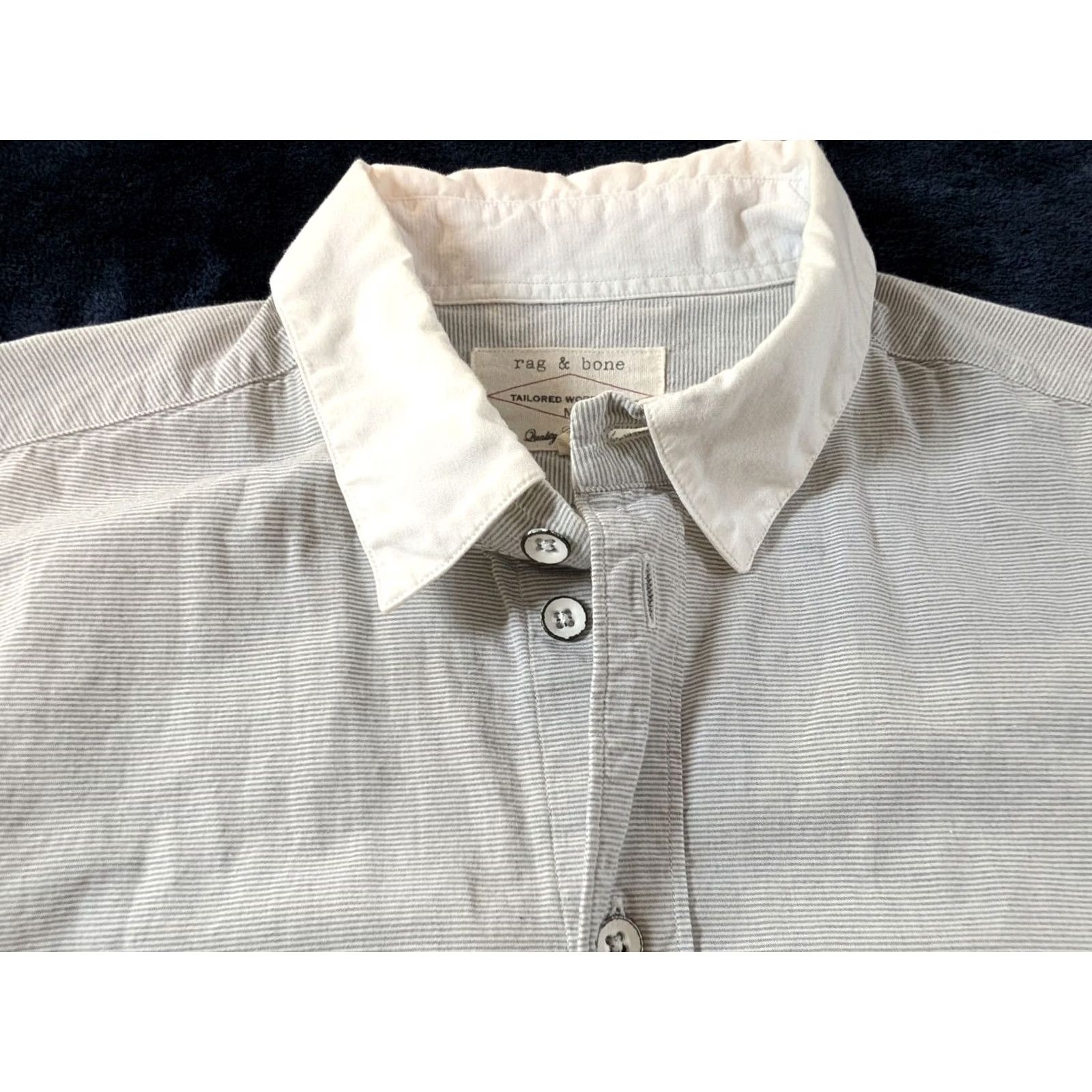 Rag & Bone rag & bone Striped Shirt Adult Medium Gray Button-Up Long Sleeve Collared Slim Classic USA Size ONE SIZE - 4 Thumbnail