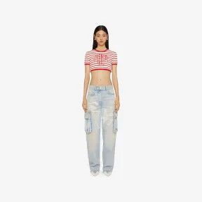 Givenchy o1srvl11e1124 Cropped T-Shirt in White/Red Size L / US 10 / IT 46 - 2 Thumbnail