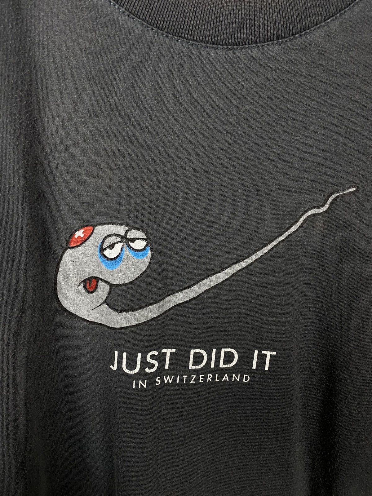 Vintage 🙊Vintage 90s Humor T-Shirt Nike Sperm Just Did It In Switze🙊 Size US XL / EU 56 / 4 - 7 Thumbnail