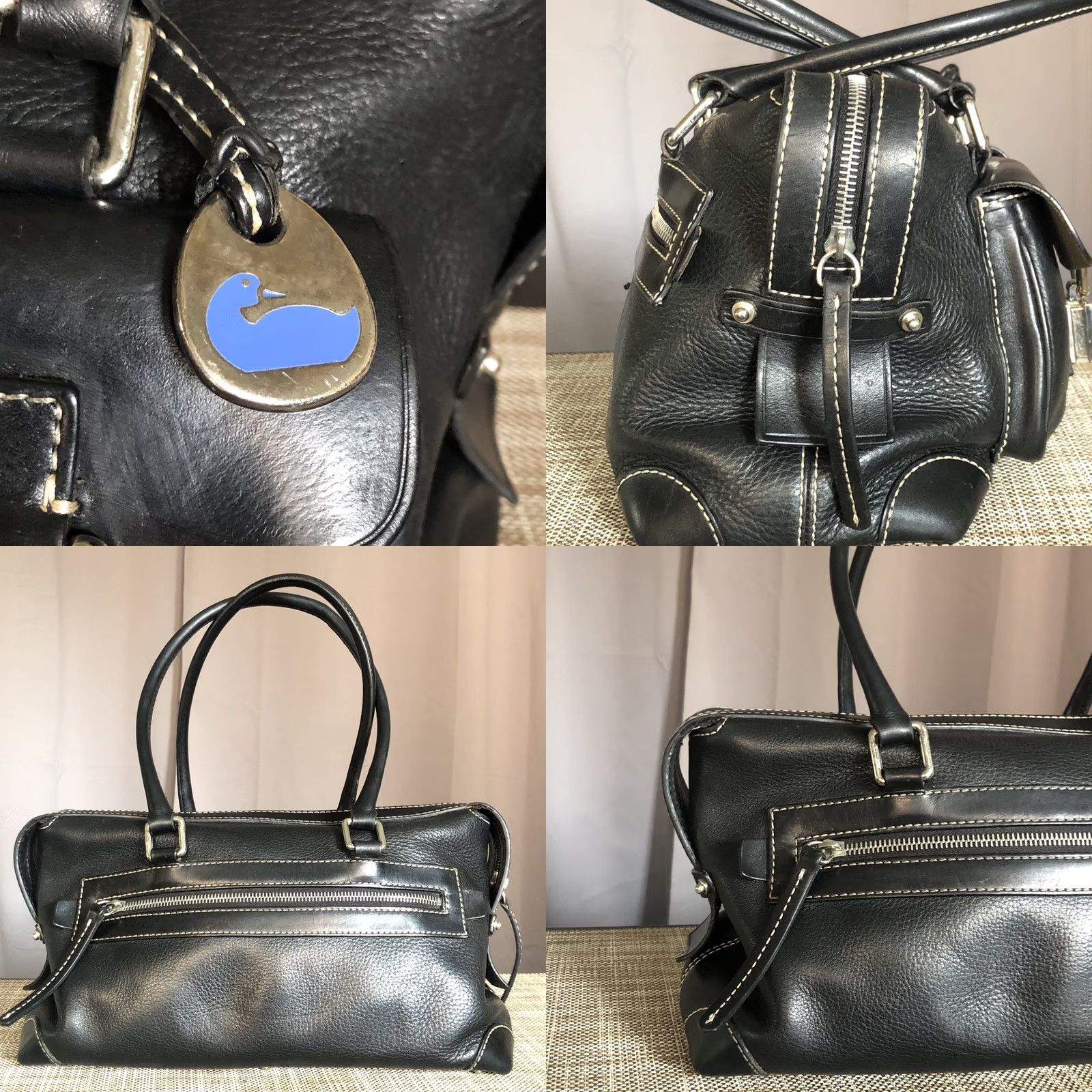 Dooney & Bourke VINTAGE Dooney & Bourke Anniversary Signature Satchel Handbag Pebble Black Leather Women Medium Size ONE SIZE - 8 Thumbnail