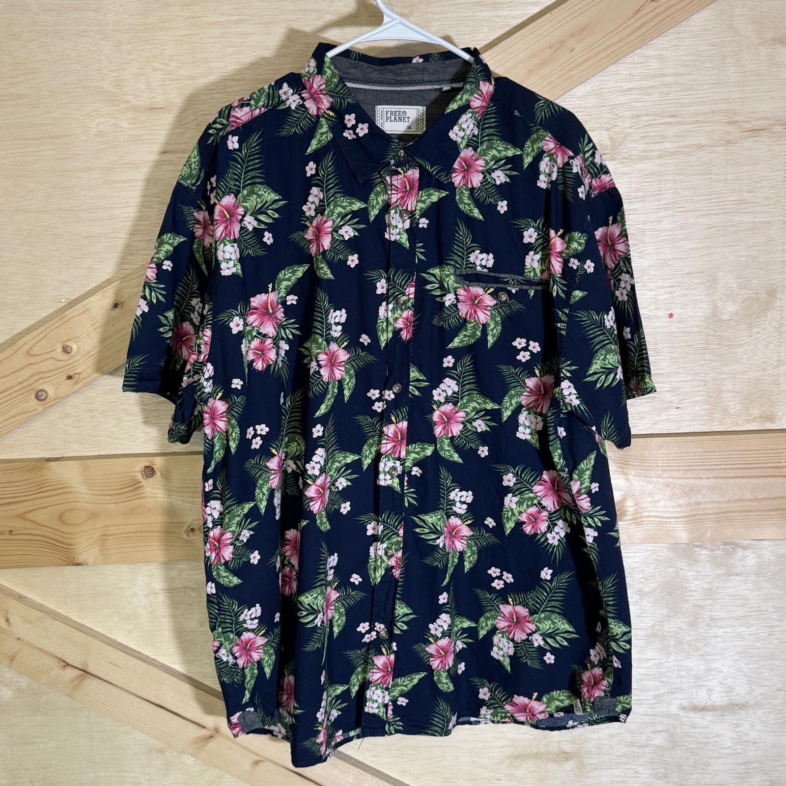 Free People FREE PLANET Button Up Shirt Men's 3X Blue Sleeve Hawaiian Size US XXL / EU 58 / 5 - 1 Thumbnail