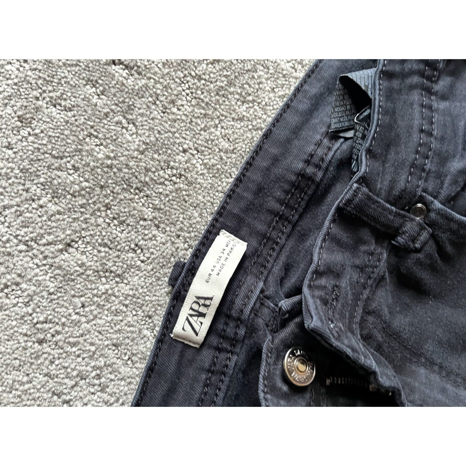 Zara ZARA Premium Skinny Jeans Women Size 34 Black Charcoal Wash Distressed Slim Fit Denim Grunge Size 24" / US 00 / IT 34 - 5 Thumbnail