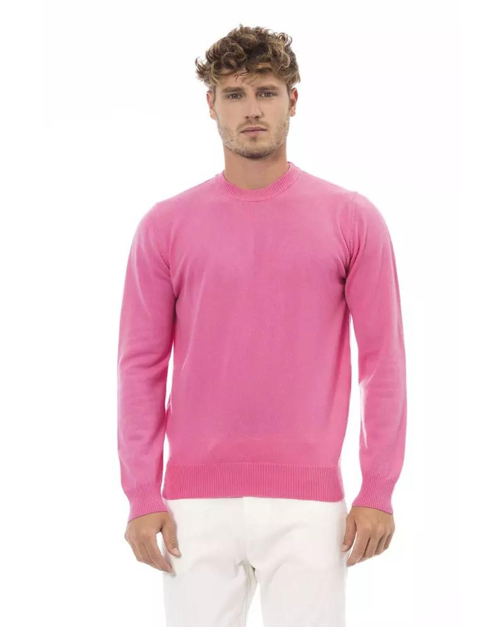 Image of Alpha Studio Lw Sweater With Crewneck And Long Sleeves in Pink, Men's (Size XL)