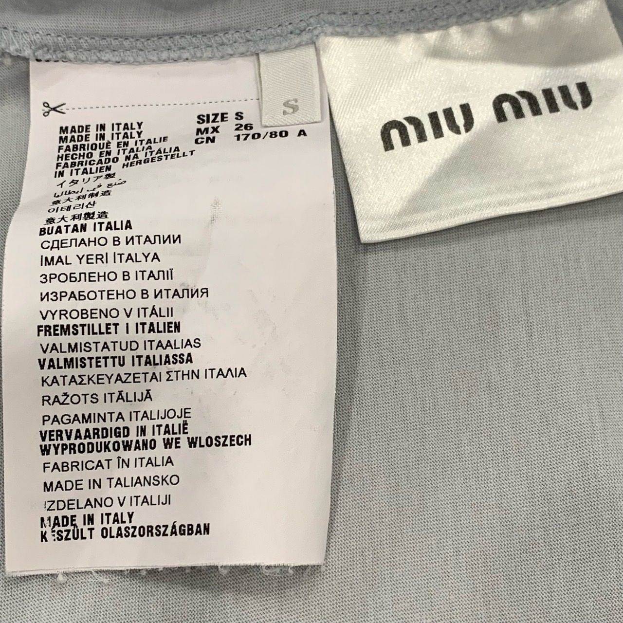 Miu Miu Miu Miu Blue Round Neck Short Sleeve T-Shirt With Ruffled Ho Size S / US 4 / IT 40 - 4 Thumbnail