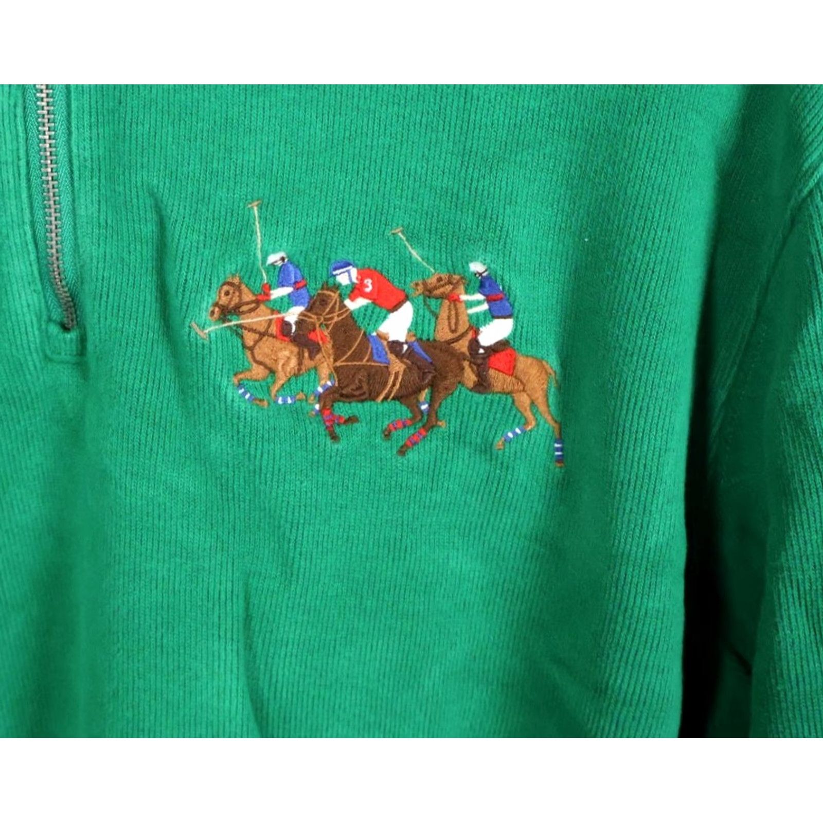 Polo Ralph Lauren Polo Ralph Lauren Sweater Men's XL Green 1/4 Zip Knit 100% Cotton Pullover Mock Neck Printed Pony Vintage? Size US XL / EU 56 / 4 - 5 Thumbnail