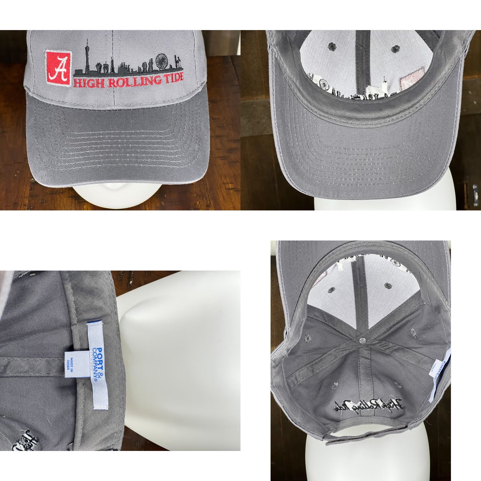 Port & Company Port & Company Alabama Hat Cap Strapback One Size Gray Adult Mens Baseball Cap Size ONE SIZE - 8 Thumbnail