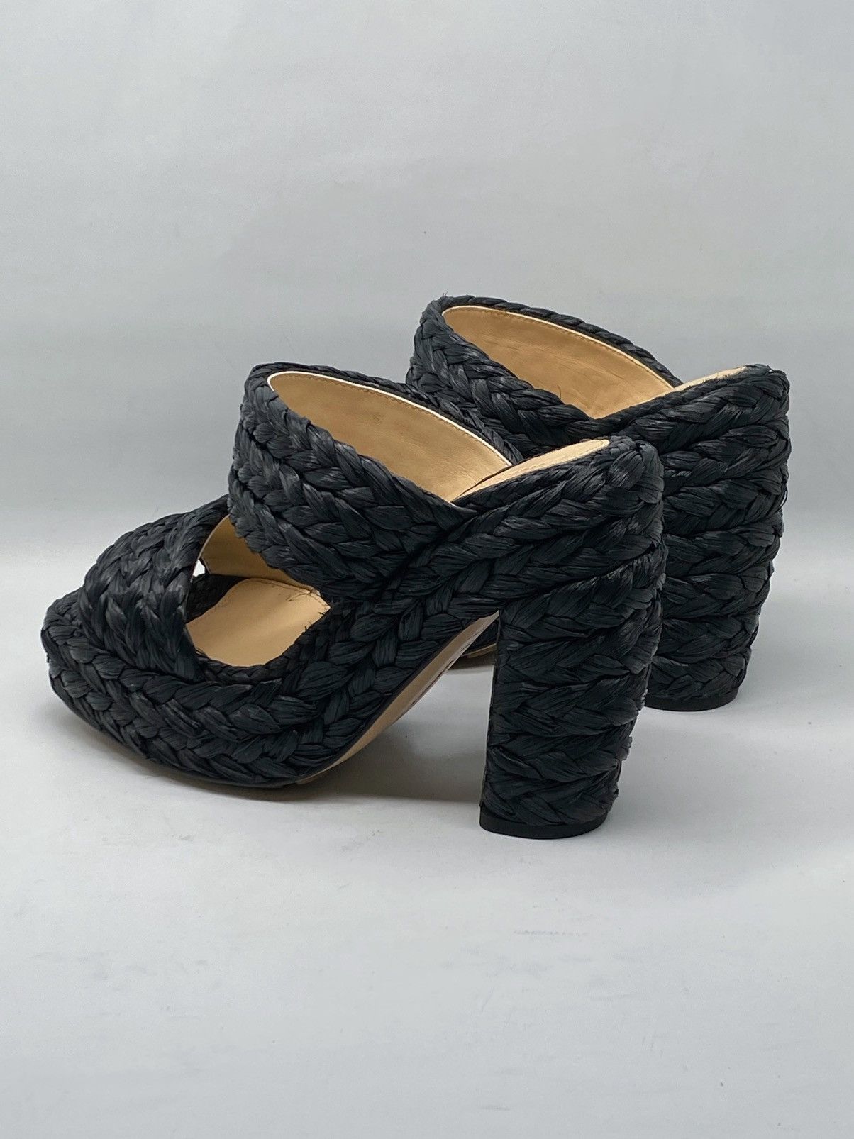 Bottega Veneta Bottega Veneta Weave Black Raffia Platform Sandals size 37 Size US 7 / IT 37 - 7 Thumbnail
