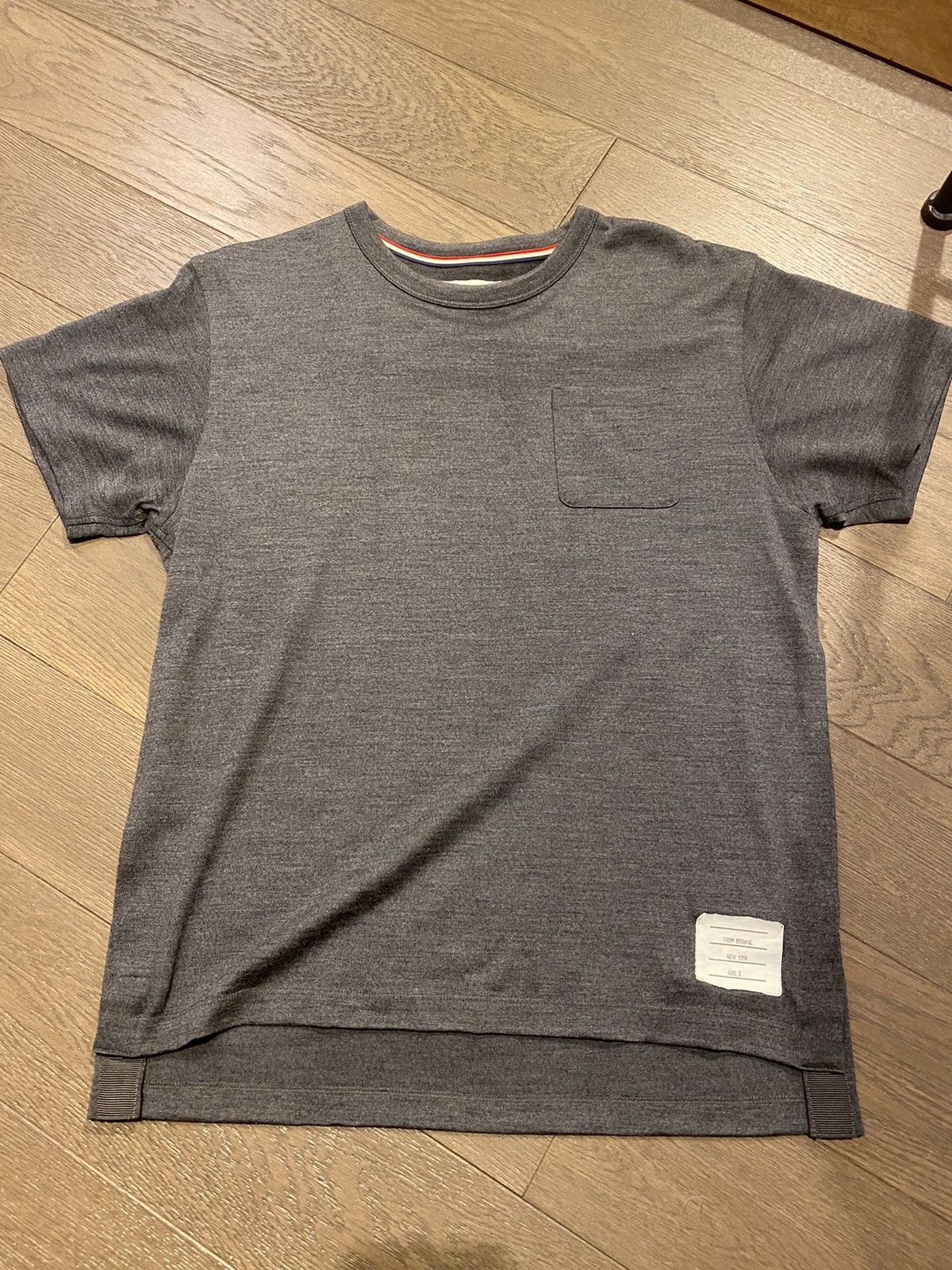 image of Thom Browne Grey Pocket Tee, Men's (Size Medium)