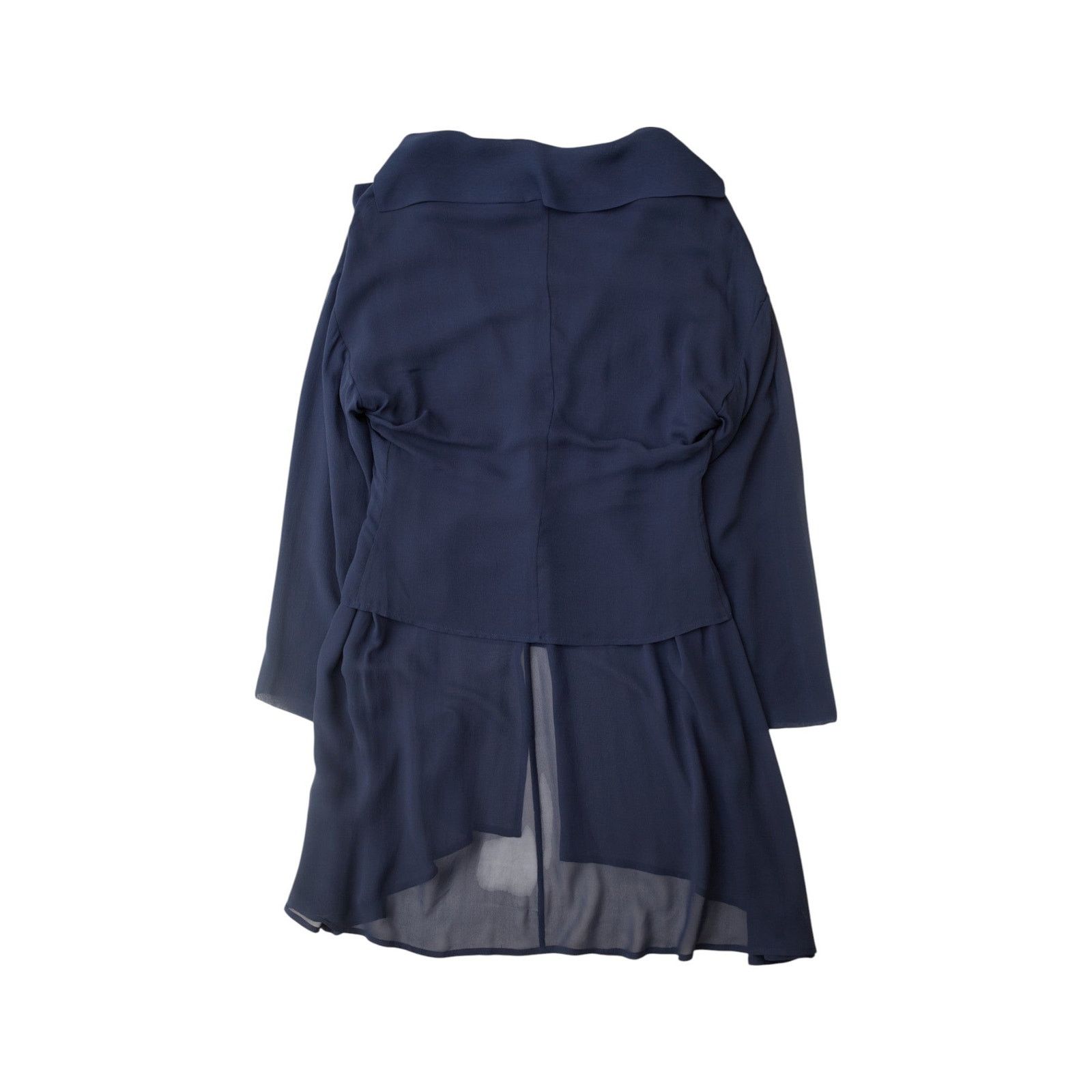 Silk Elongated Blue Blazer Shirt