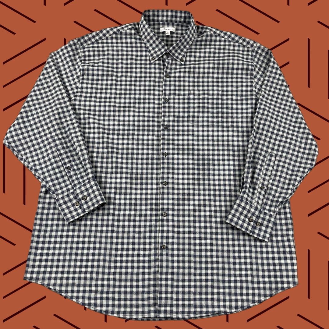Peter Millar VINTAGE PETER MILLAR Shirt Men 2XL XXL Gray Blue Plaid Crown Sport Button Down Dress L/S Size 48R - 1 Thumbnail