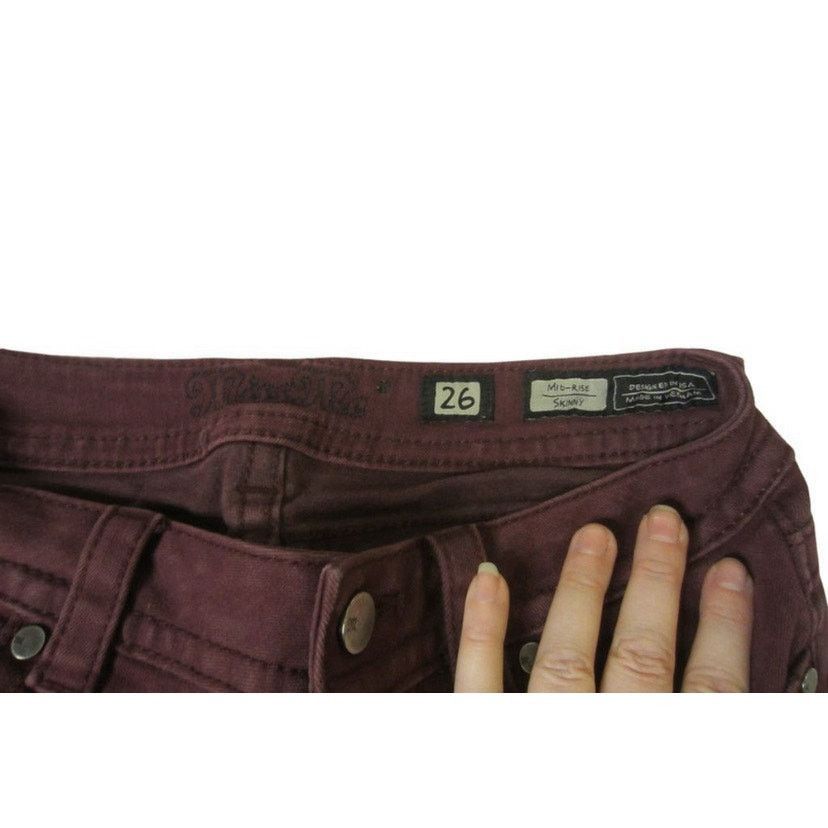 Miss Me Y2K Garnet Burgundy Skinny Jeans Mid Rise Miss Me Size 26 Size 26" / US 2 / IT 38 - 3 Thumbnail