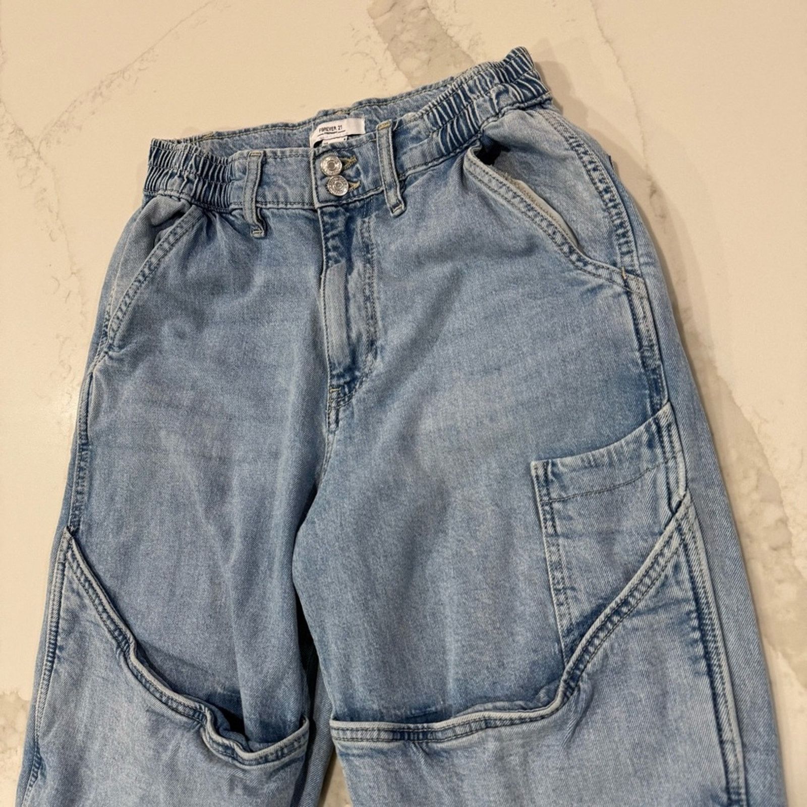 Forever 21 Forever 21 Premium Baggy Cargo Denim Jean Jogger Women Small Size 27" / US 4 / IT 40 - 3 Thumbnail