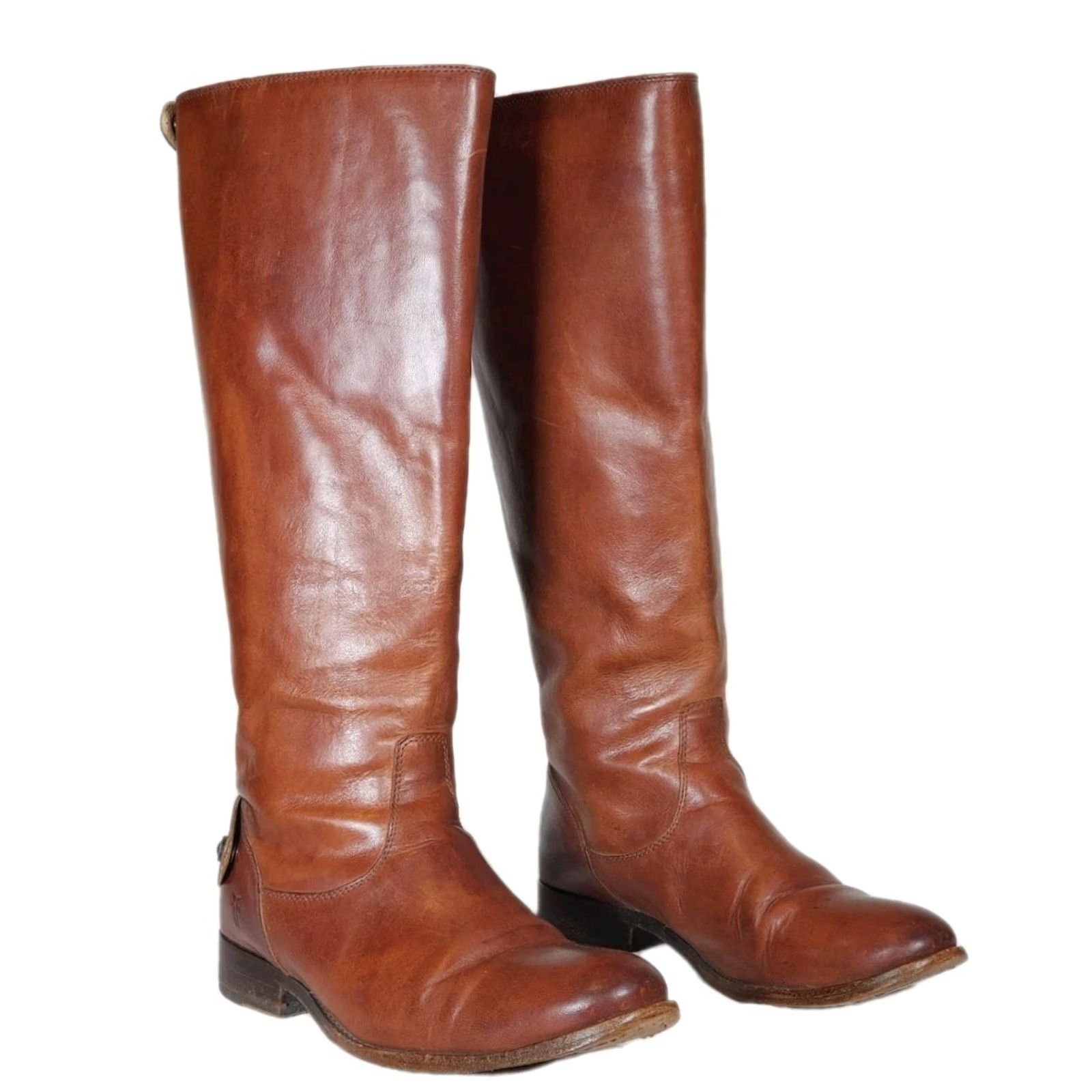 Frye FRYE Melissa Button Back Zip Knee High Riding Boot 76431 Cognac Brown Leather Wide Calf Women 7 B Size US 7 / IT 37 - 2 Thumbnail