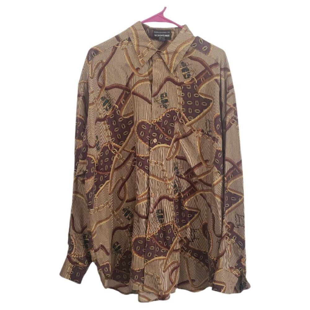 Designer CT1855 The Sharper Image Vintage 100% Silk Men's Shirt XL Size US XL / EU 56 / 4 - 1 Thumbnail
