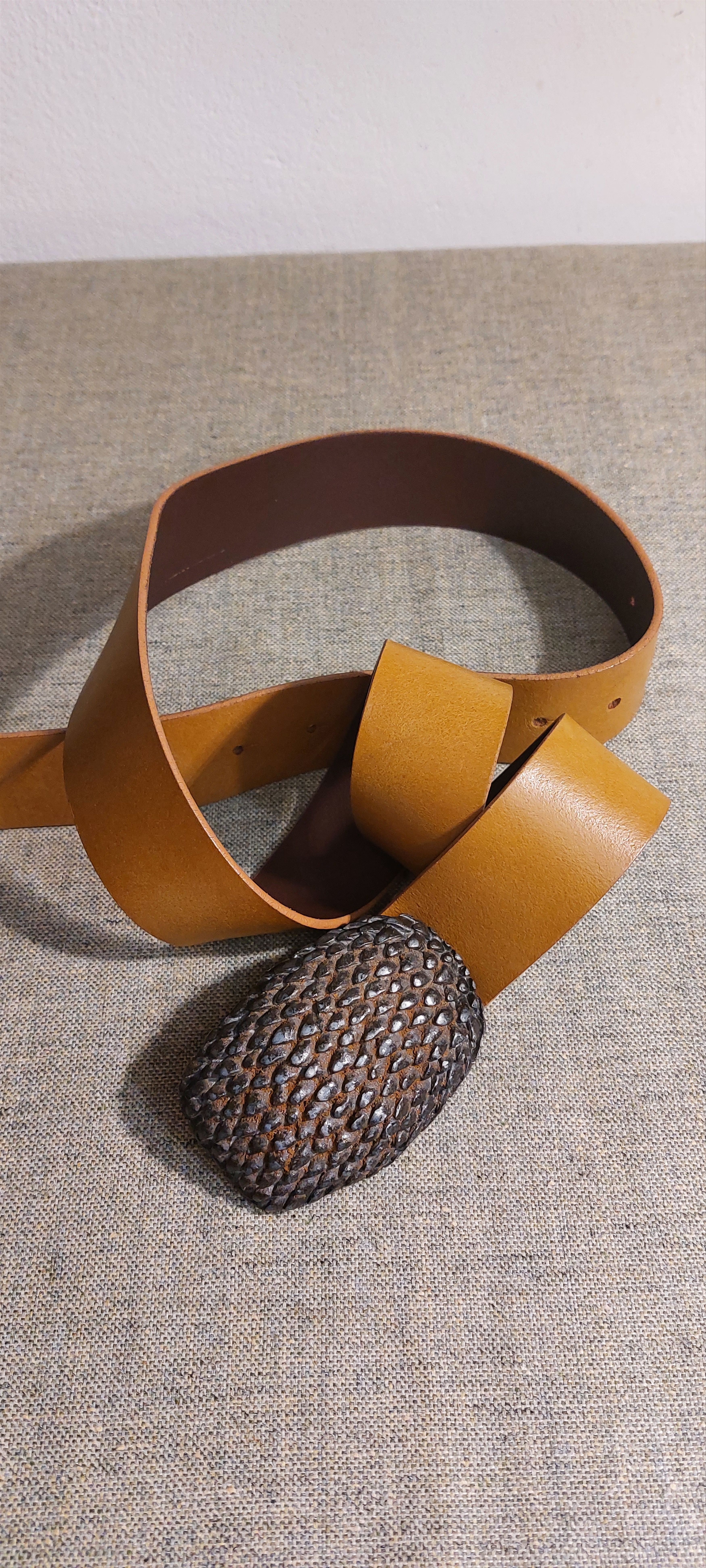 Vintage Brutalist Vintage Leather Belt Heavy Cast Buckle Size ONE SIZE - 1 Thumbnail