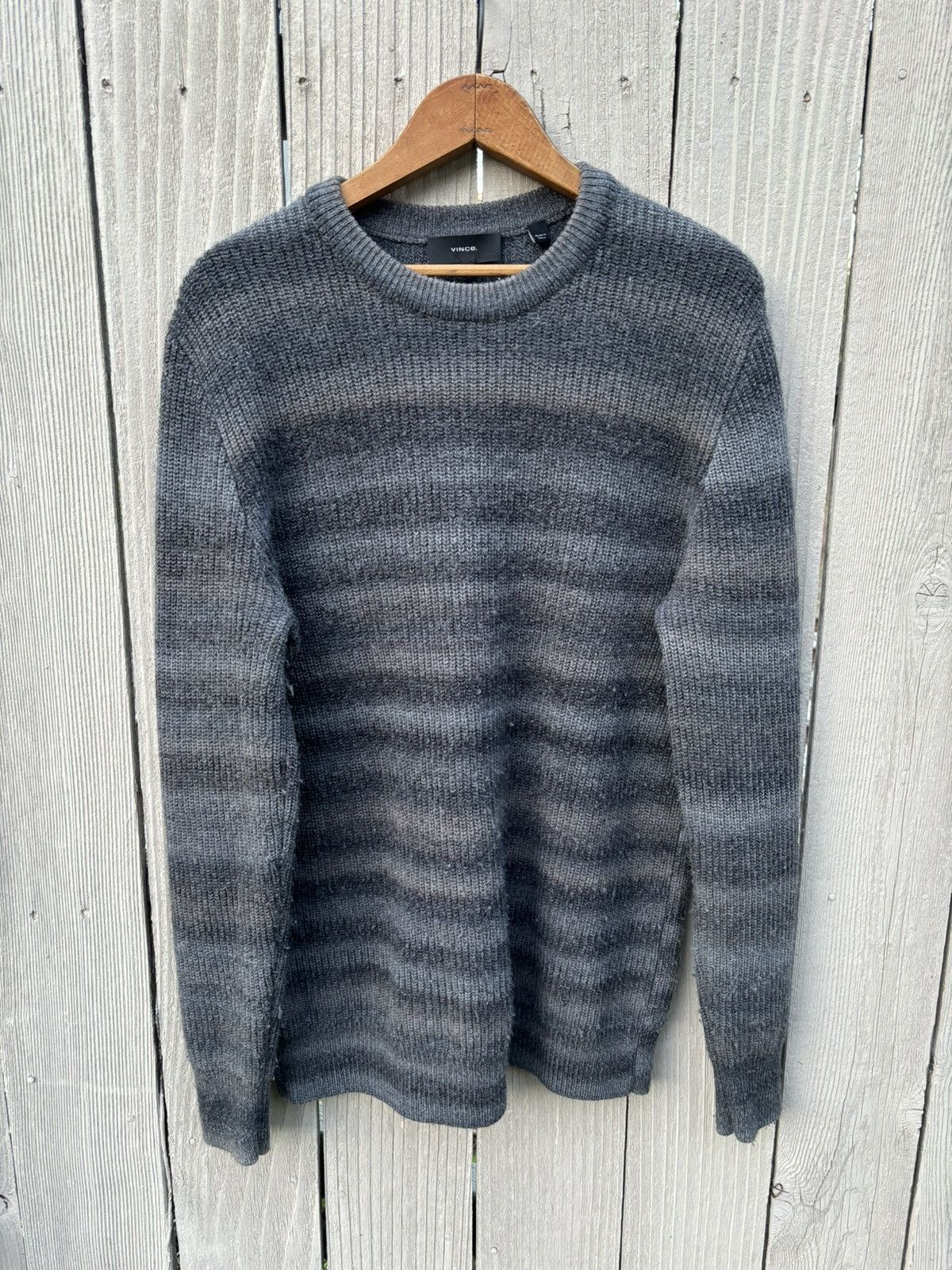 Vince Grey Striped Cashmere Blend Sweater Size US M / EU 48-50 / 2 - 1 Preview