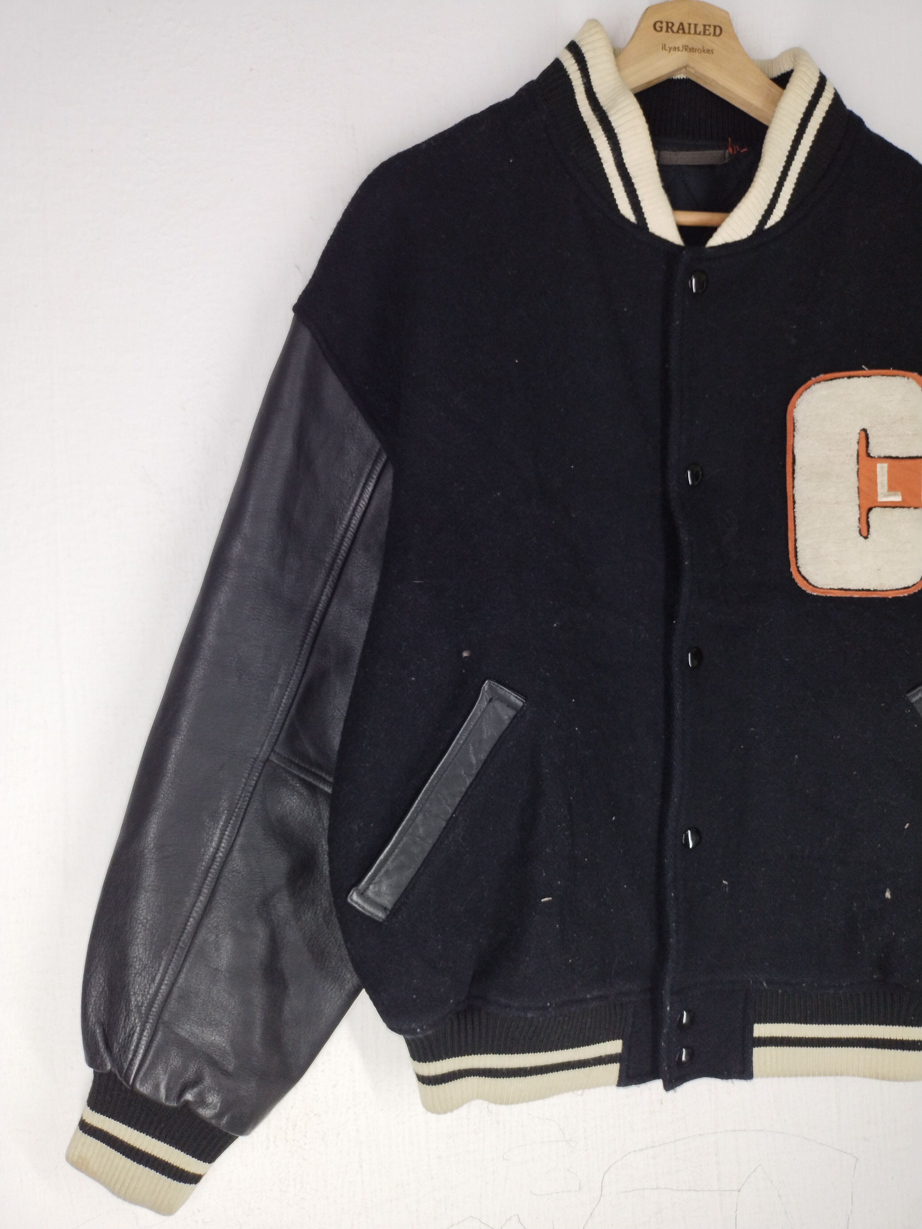 Vintage Vintage Pashu Clip Varsity Leather/Wool Jacket Size US M / EU 48-50 / 2 - 2 Thumbnail