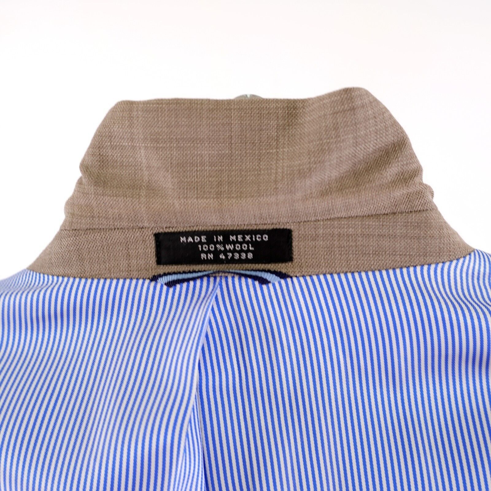 Tommy Hilfiger Tommy Hilfiger Brown Tan Sharkskin Wool 44R 2 Button Blazer Size 44R - 10 Thumbnail