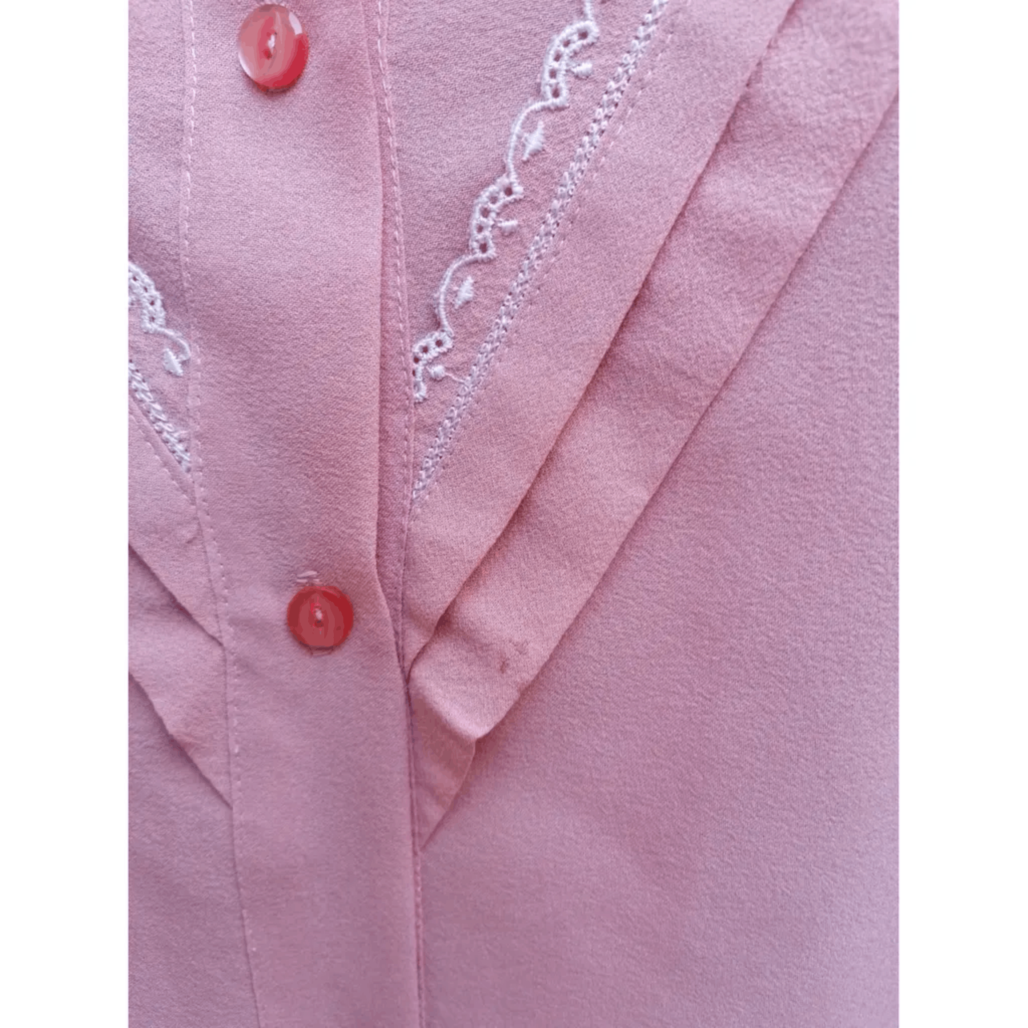 Other Pink Vintage Button-Up Blouse with Lace Detailing - Size S Size L / US 10 / IT 46 - 8 Thumbnail