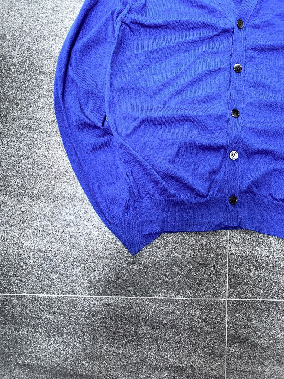 Comme des Garcons Homme Contrast Blue Wool Cardigan Size US M / EU 48-50 / 2 - 4 Thumbnail