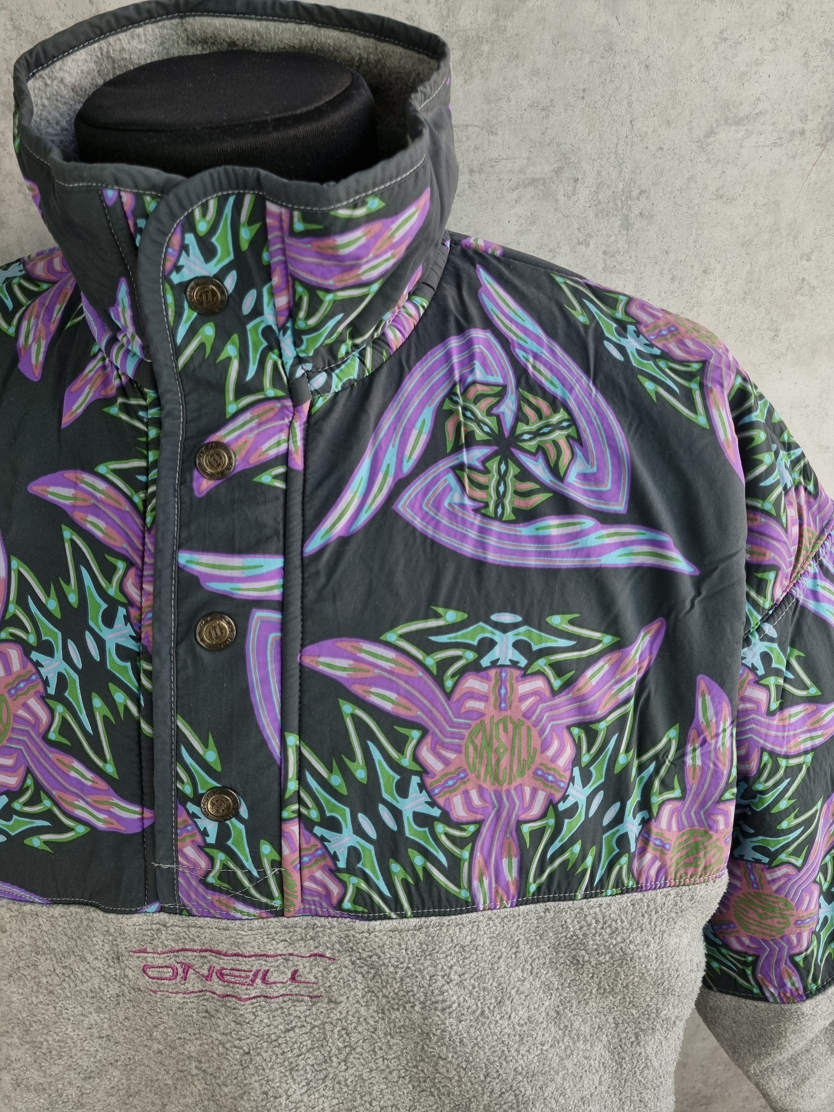 O'Neill × Vintage 80s Vintage ONeill Fleece Nylon Abstract Fractals Pullover Size US L / EU 52-54 / 3 - 15 Thumbnail