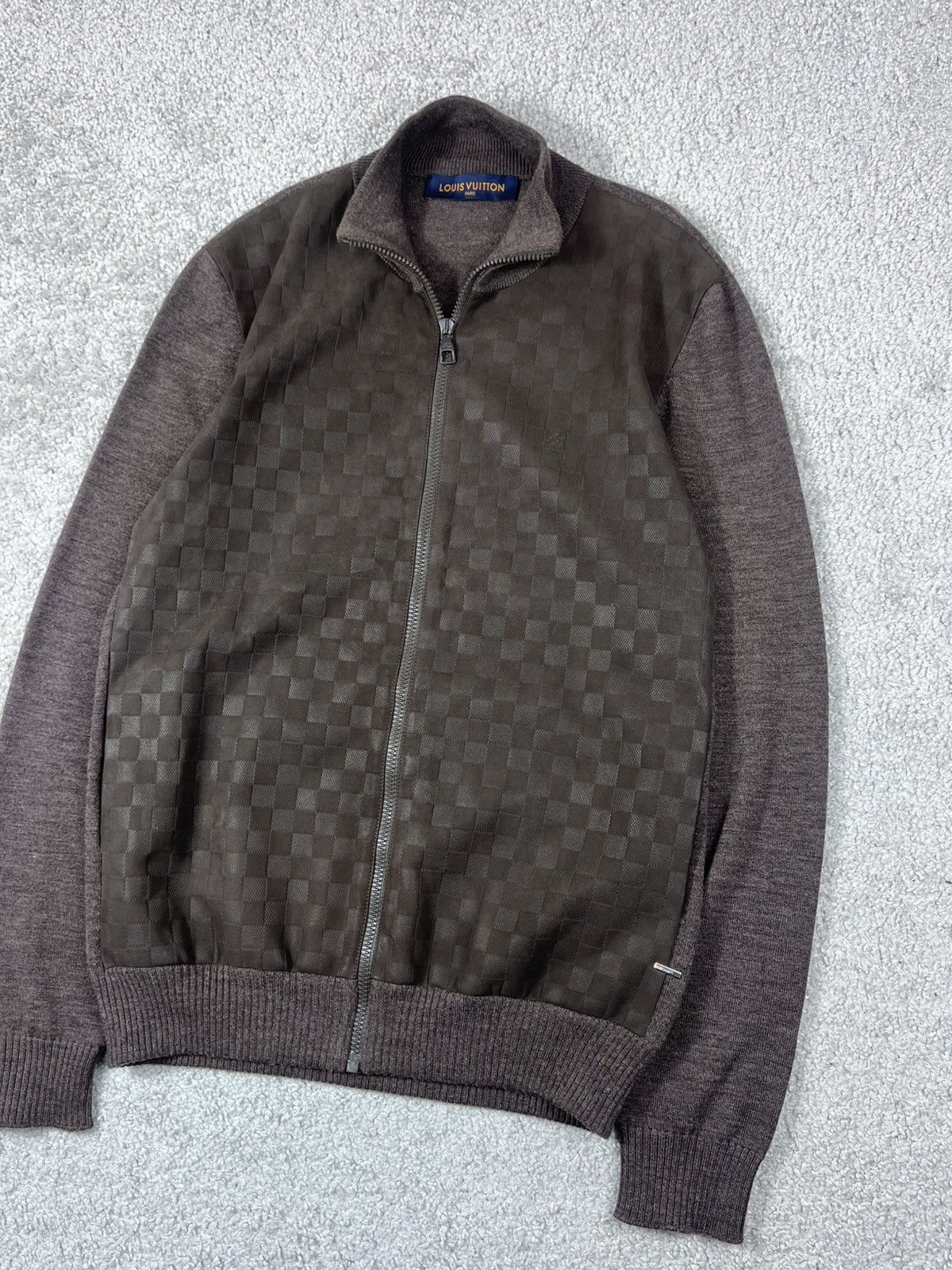 Louis Vuitton Louis Vuitton Brown Damier Signature Zip Up Cardigan Sweater Size US M / EU 48-50 / 2 - 2 Thumbnail
