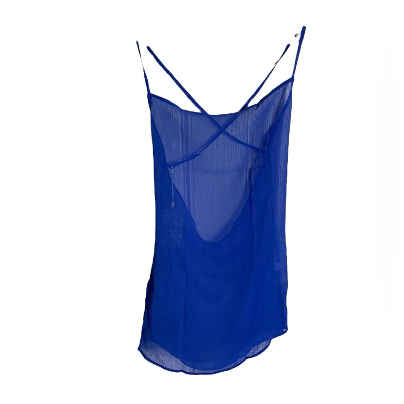 Other Toluca Gigi Cowl Neck Sheer Mini Cover Dress Blue S Size ONE SIZE - 2 Thumbnail