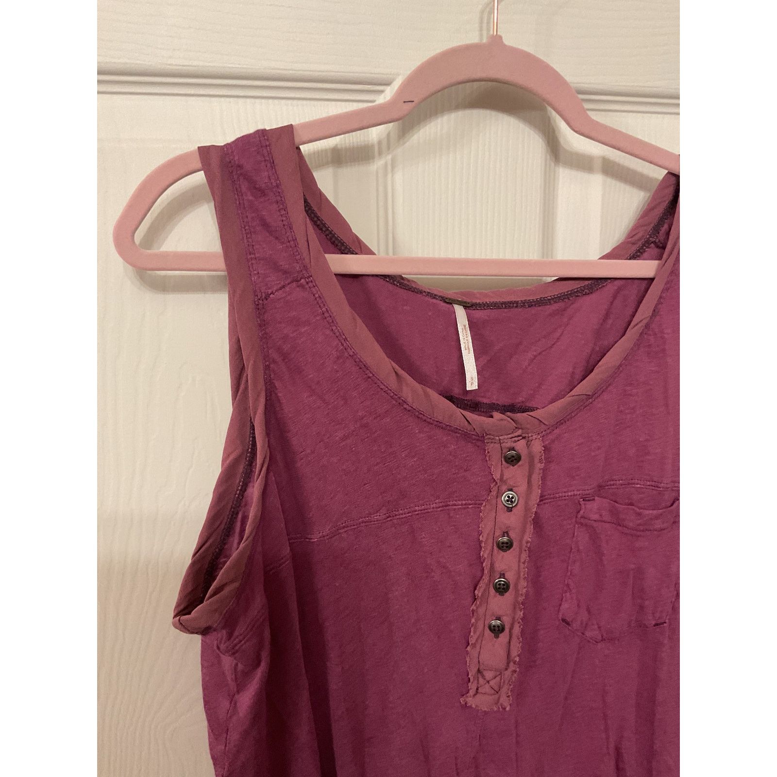 Free People Free People Linen Burnout Button Henley Traveler Tank,S Size S / US 4 / IT 40 - 5 Thumbnail