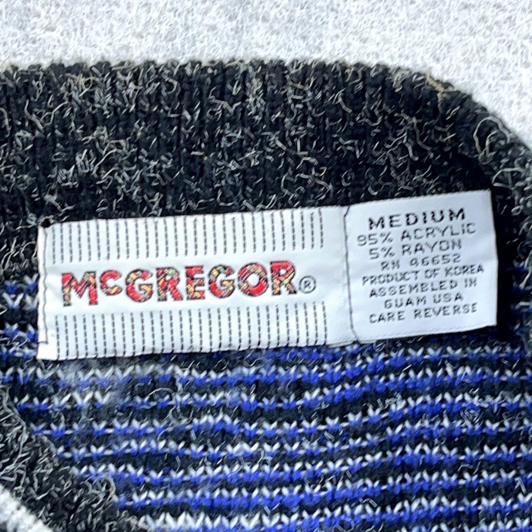 McGregor VINTAGE McGregor Geometric Crewneck Sweater Mens L Blue Gray 80s 90s Hip Hop Retro Grunge Streetwear Size US L / EU 52-54 / 3 - 3 Thumbnail
