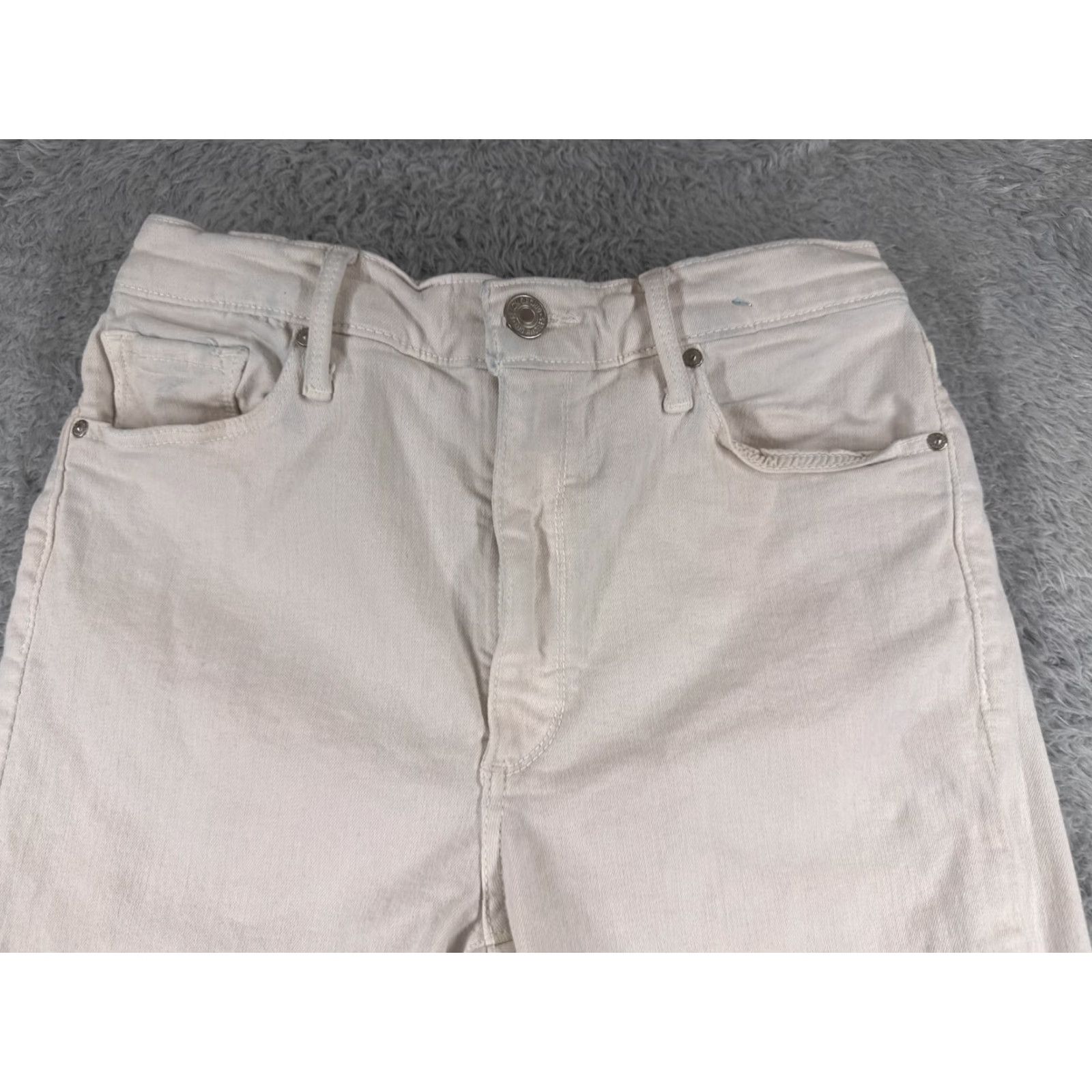 Vintage Black Orchid Jeans Womens Pants 28 White Denim Flared Distressed Raw Hem 24x29 Cotton Blend 5-Pocket Regular Button Zip Jeans Womens Size 28" / US 6 / IT 42 - 4 Thumbnail