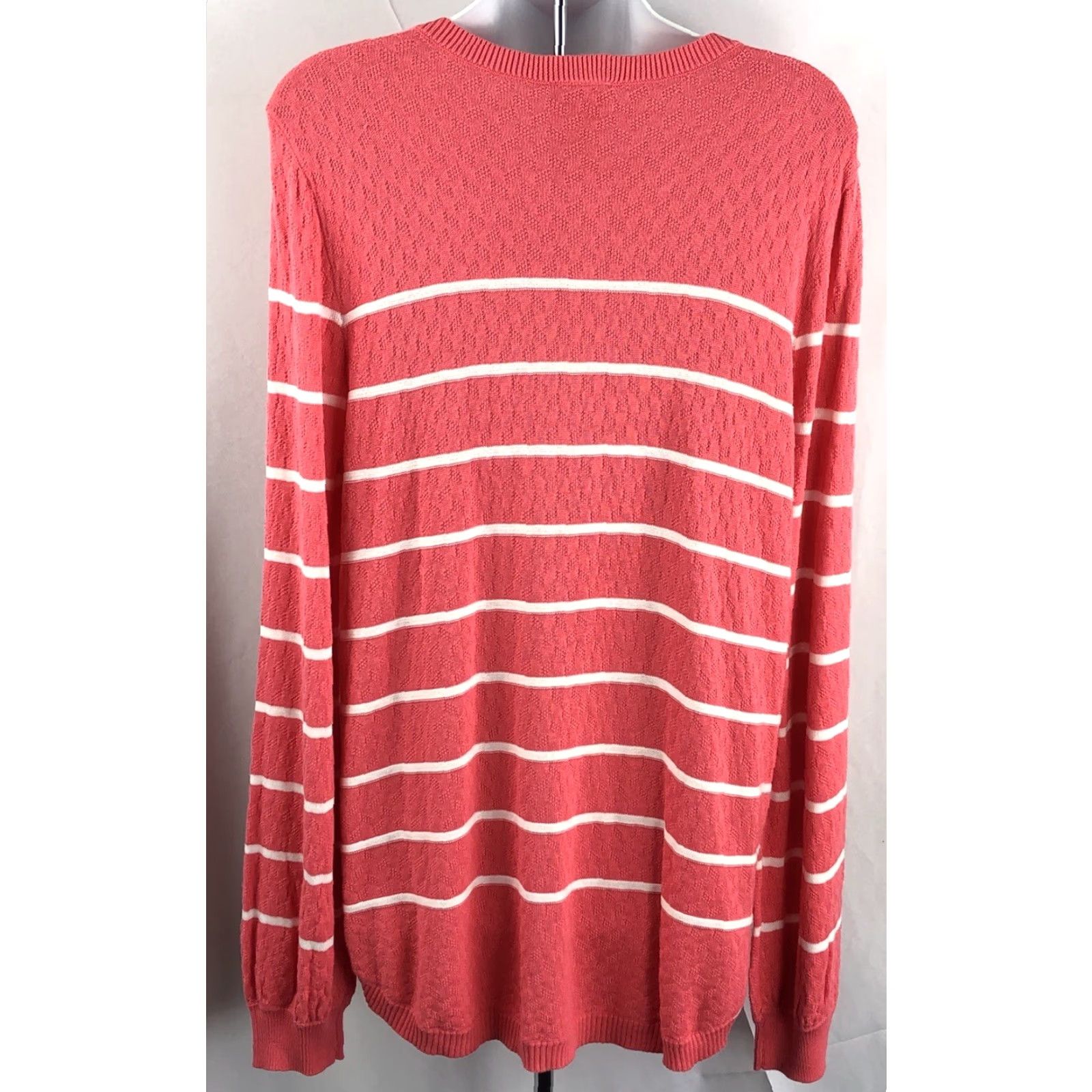 Vintage St Johns Bay Sweater L Orange Stripe Rayon Knit Button Accent Longsleeve - Womens Regular Size L Size L / US 10 / IT 46 - 4 Thumbnail