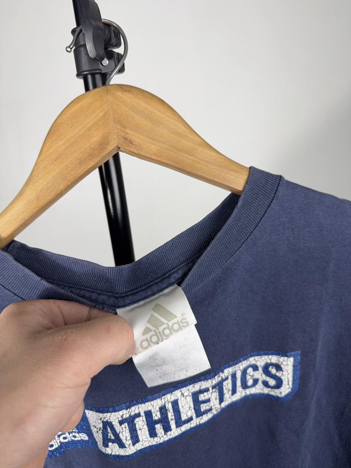 Adidas Vintage 00s Adidas Athletics Faded Navy Blue Cracked Logo Size US XL / EU 56 / 4 - 8 Thumbnail