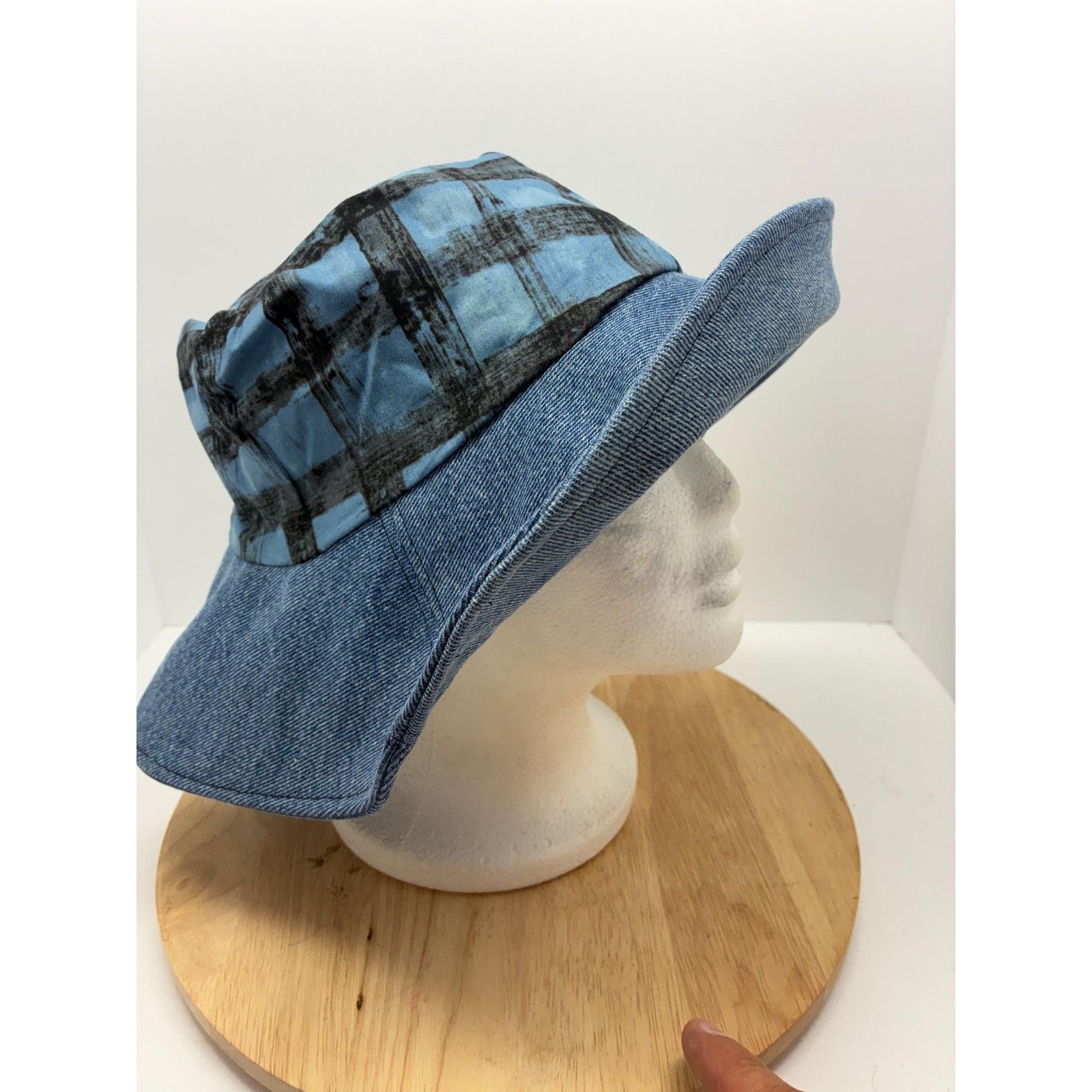 Other The Blueprint — Upcycled Denim & Abstract Plaid Floppy Sun Size ONE SIZE - 8 Thumbnail
