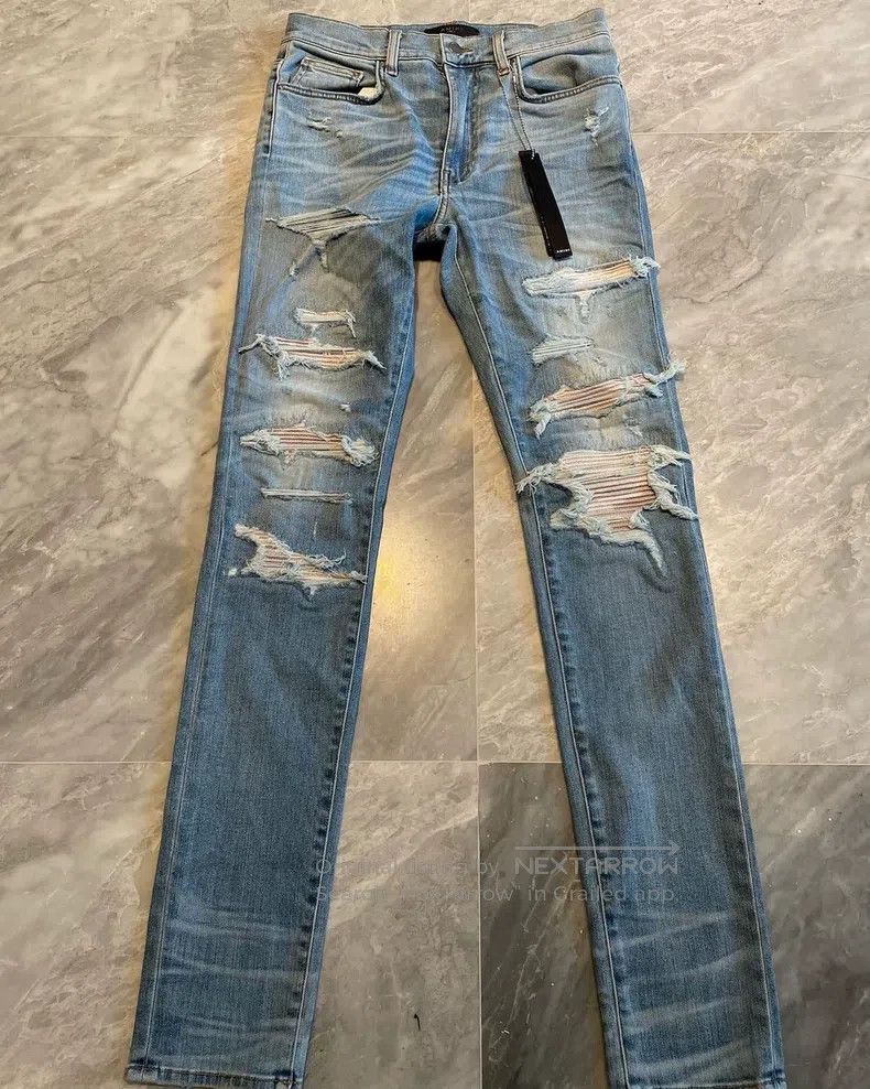Amiri Amiri Size 32 Blue patchwork Thrash jeans Size US 32 / EU 48 - 1 Thumbnail