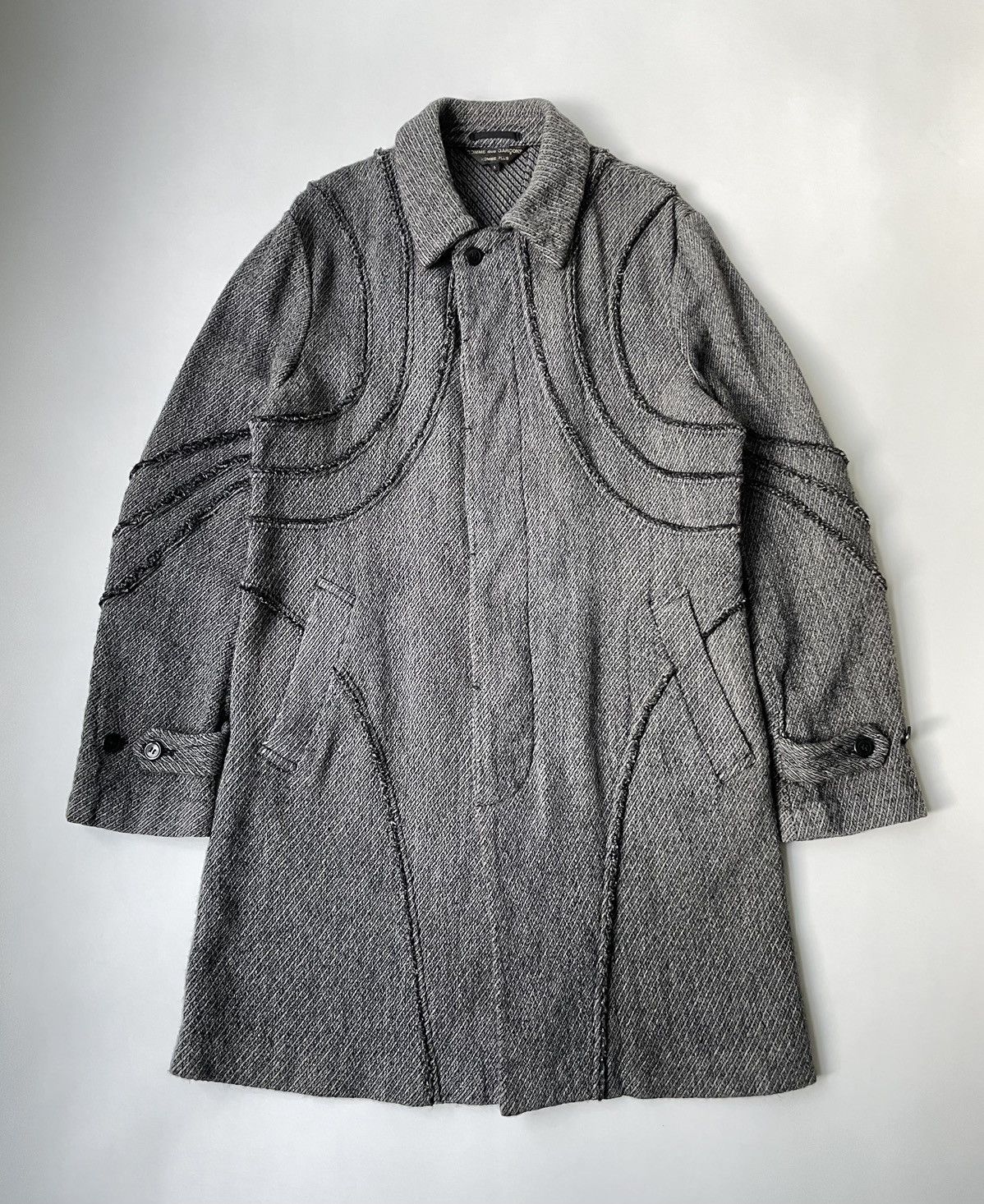 Comme des Garcons A/W 03 Panelled Raw Seam Overcoat Size US L / EU 52-54 / 3 - 1 Thumbnail
