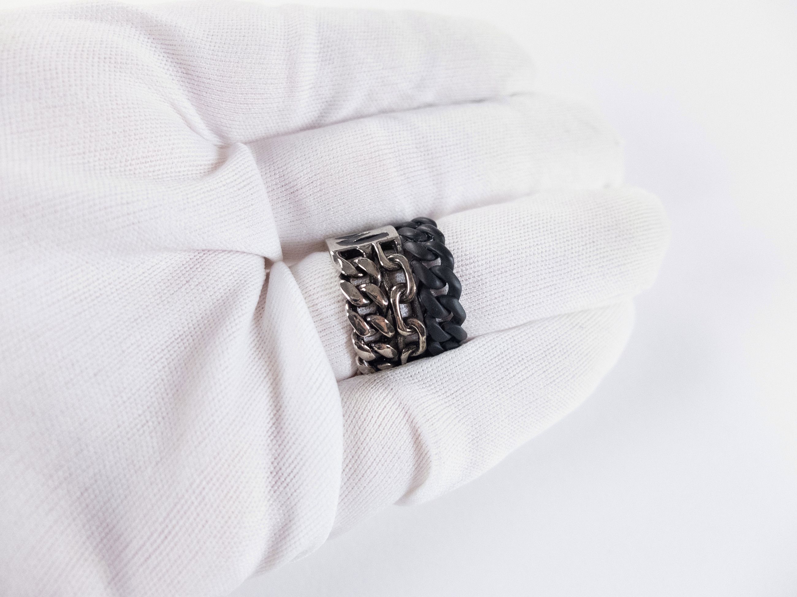 Alexander McQueen ALEXANDER MCQUEEN silver tone metal chain ring w graffiti q Size ONE SIZE - 8 Thumbnail