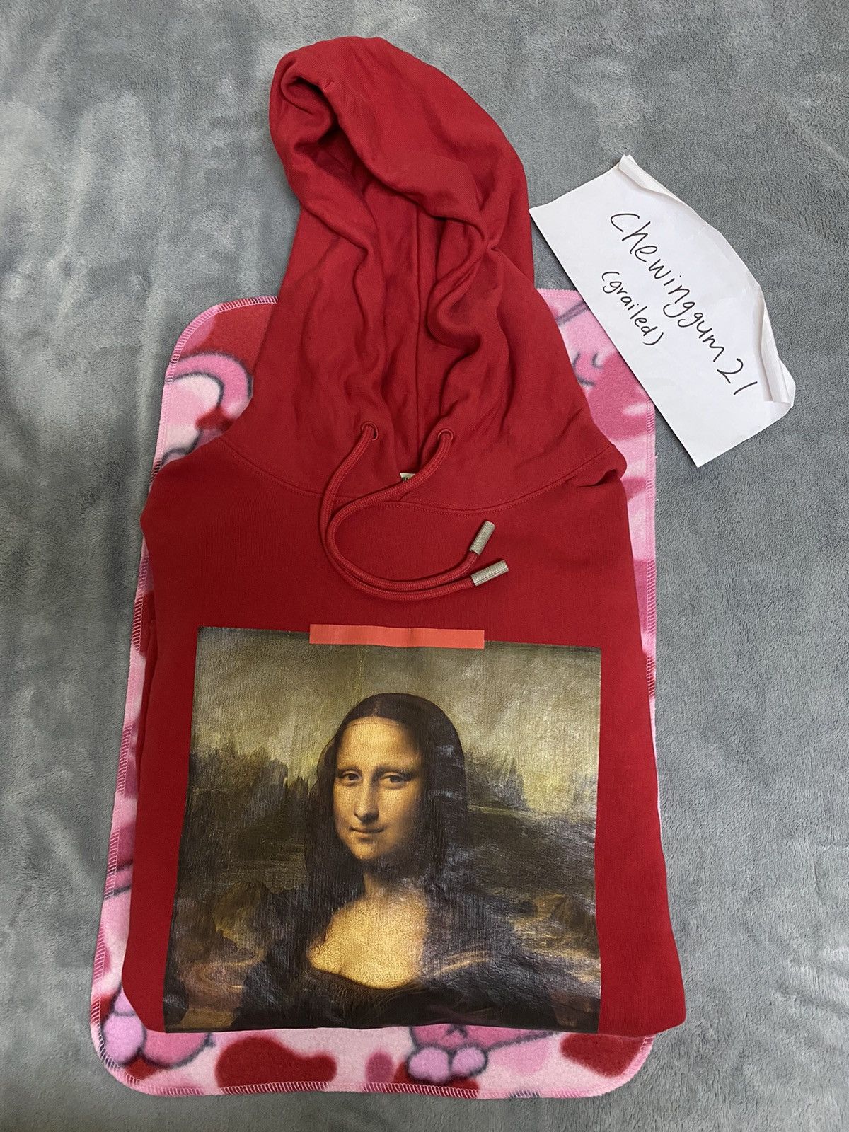 image of Off White Monalisa Arrow Printed Hoodie Sweatshirt in Red, Men's (Size Small)