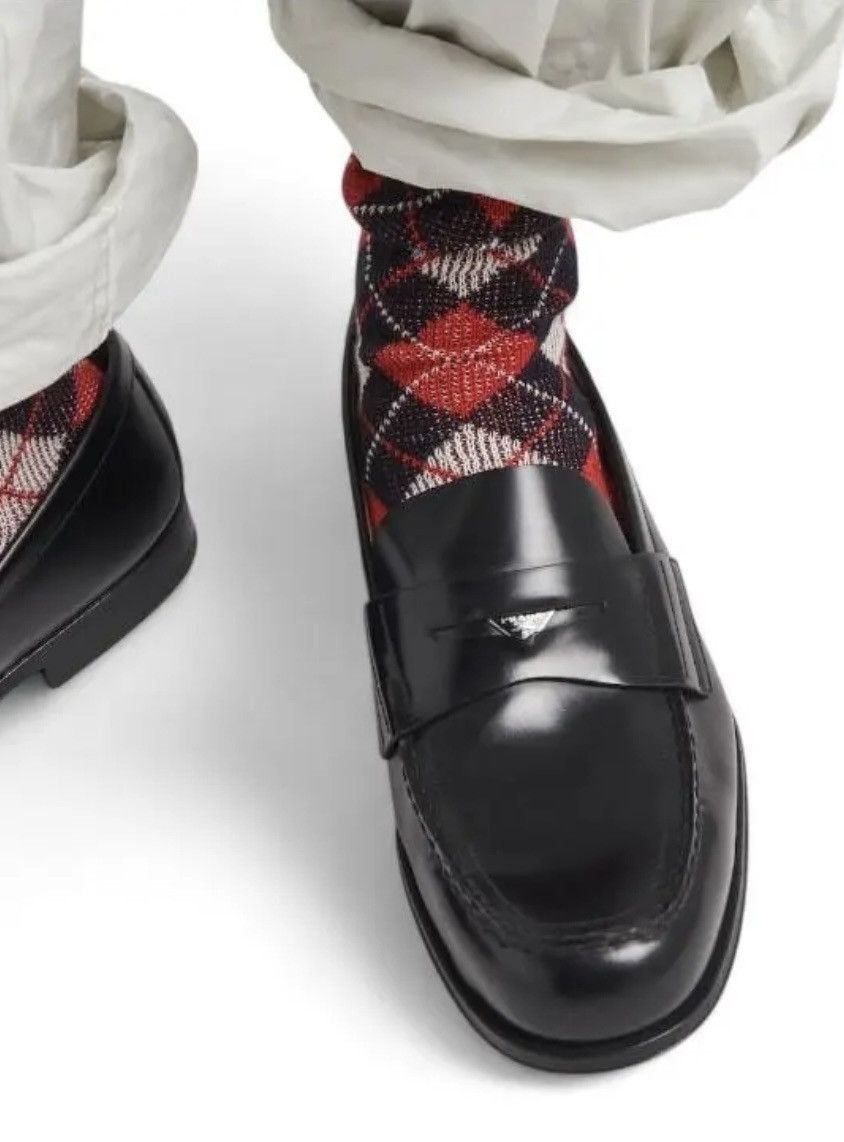 Prada 🔥 Prada x RAF Simons triangle logo plaid socks Size ONE SIZE - 3 Thumbnail