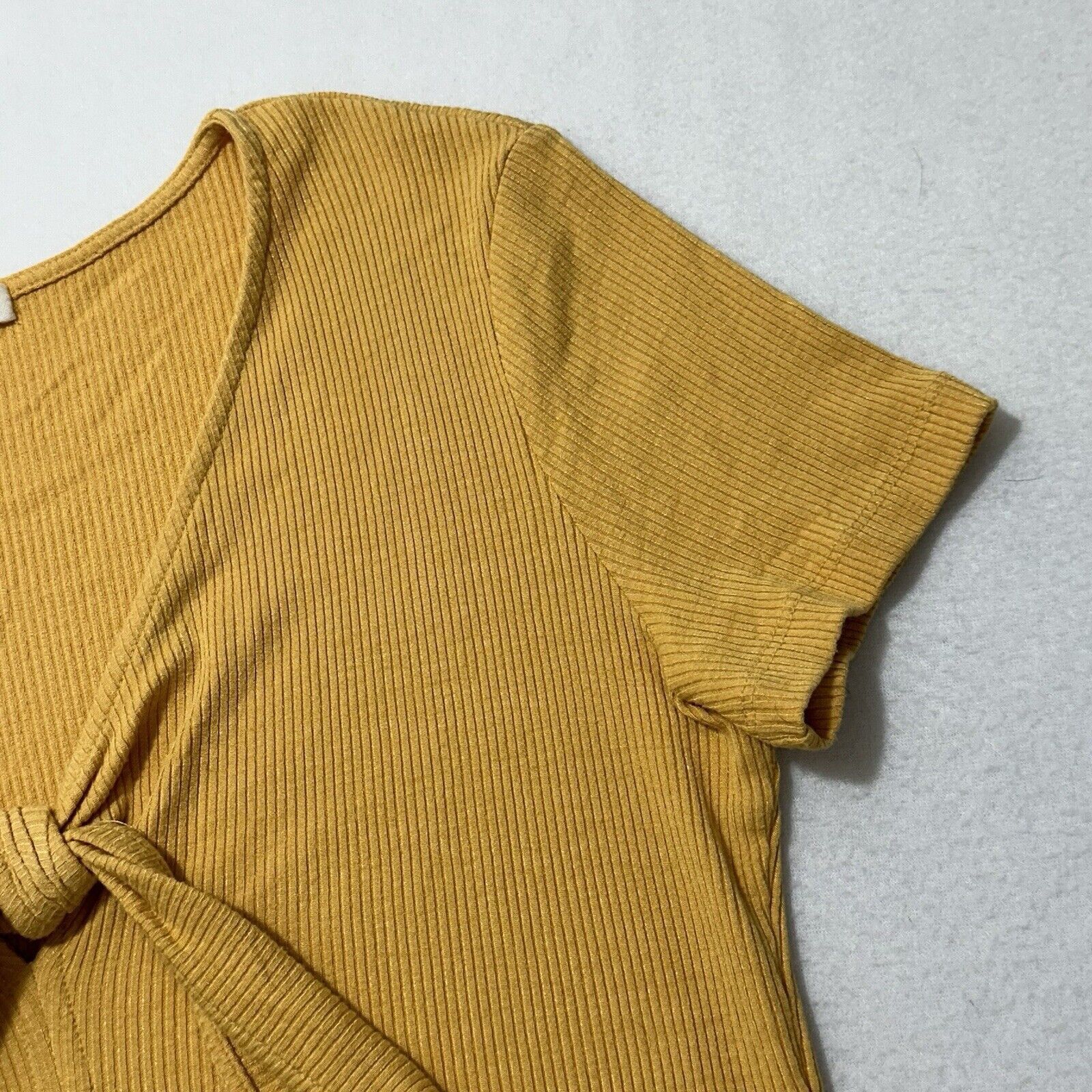 Other Pleione Small Yellow V-Neck Tie Front Lightweight T Shirt Size S / US 4 / IT 40 - 5 Thumbnail