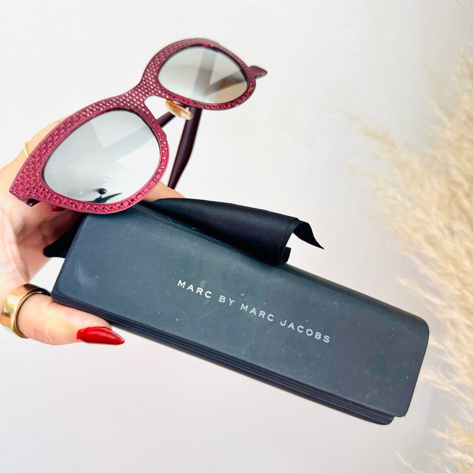 Marc Jacobs MARC JACOBS Red Woven Metal Mirror Lens $250 Sunglasses Size ONE SIZE - 12 Thumbnail