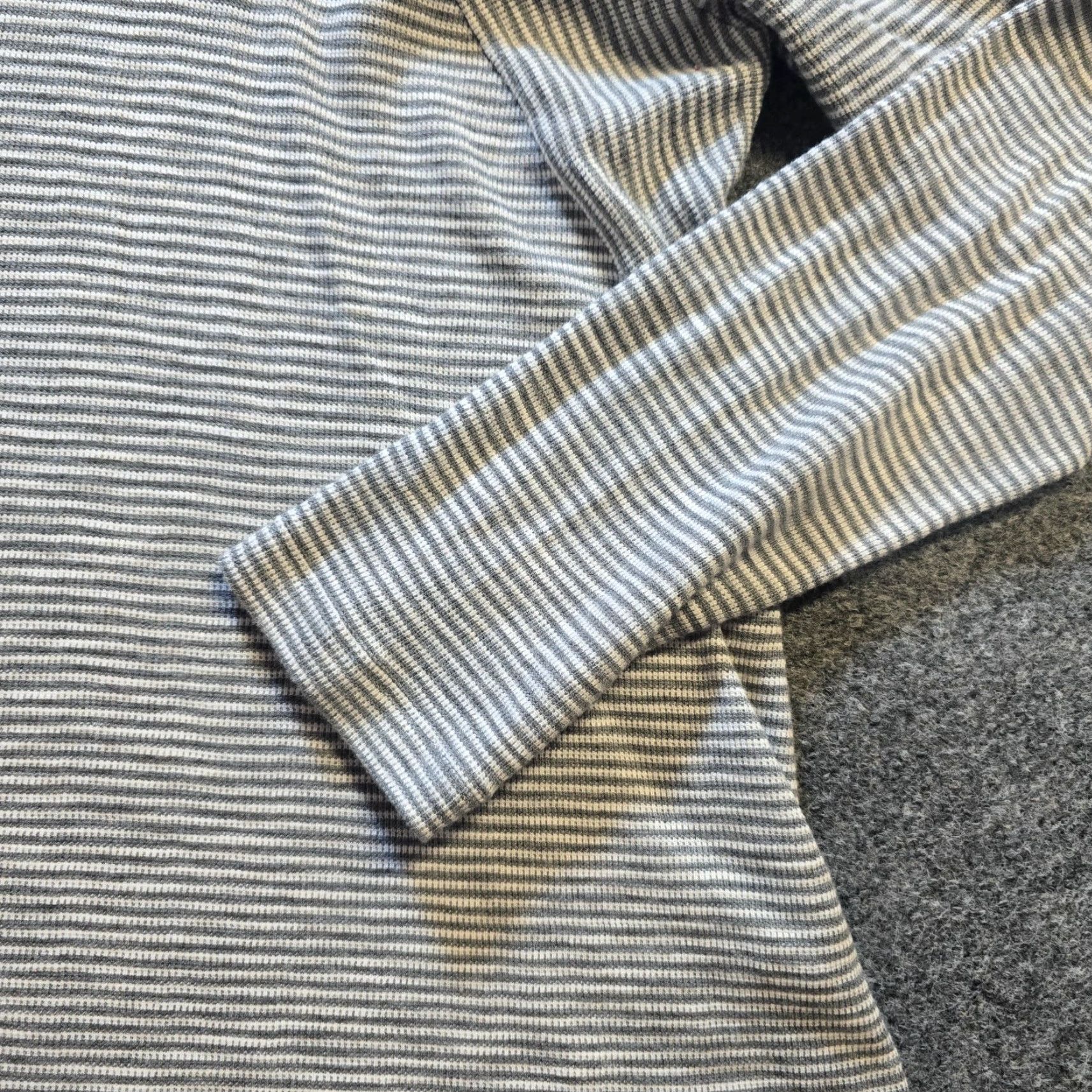 J. Jill J. Jill Blouse Women's XL Gray Striped Thermal Texture Long Sleeve Knit Cotton Regular Fit Shirt Size XL / US 12-14 / IT 48-50 - 3 Thumbnail
